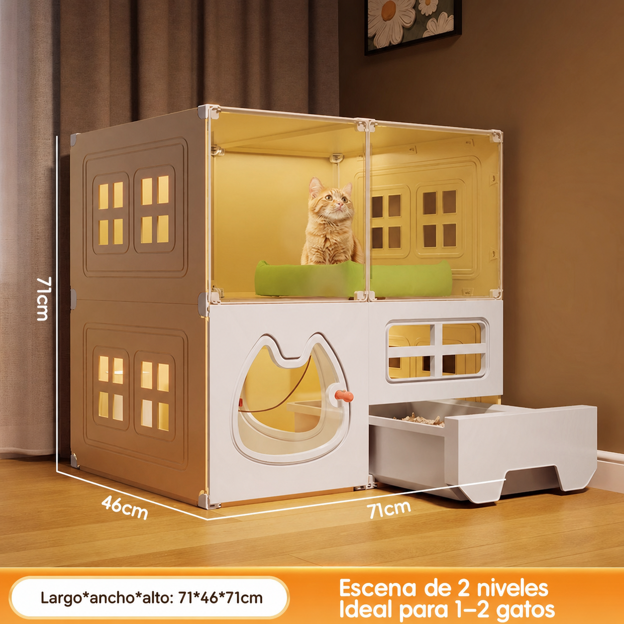 Casa para Gatos Modular con Baño Integrado PP