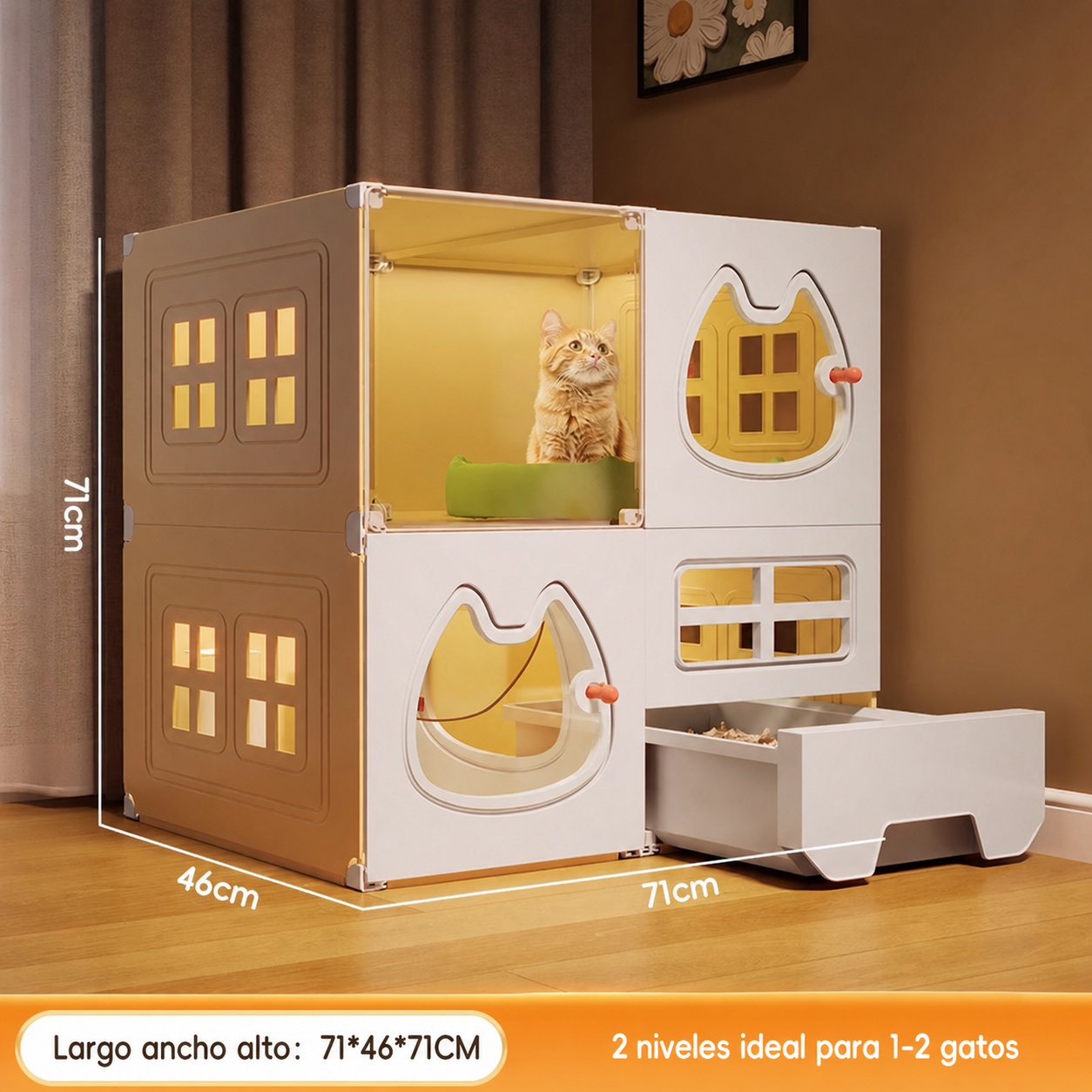 Casa para Gatos Modular con Baño Integrado PP