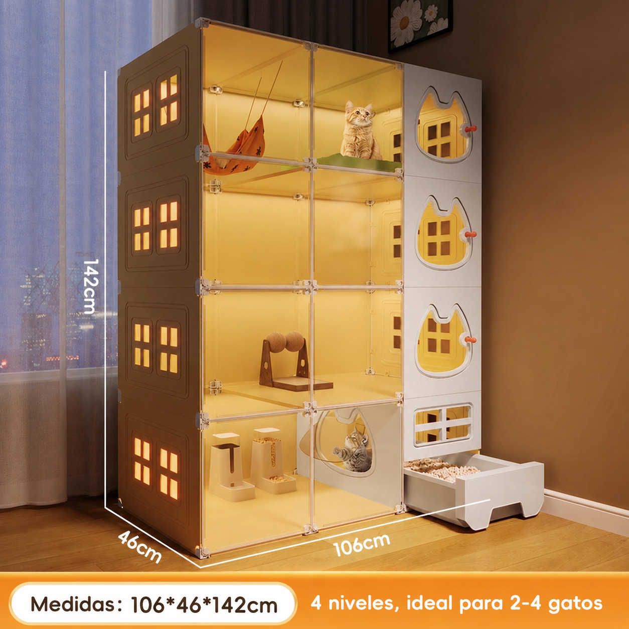 Casa para Gatos Modular con Baño Integrado PP