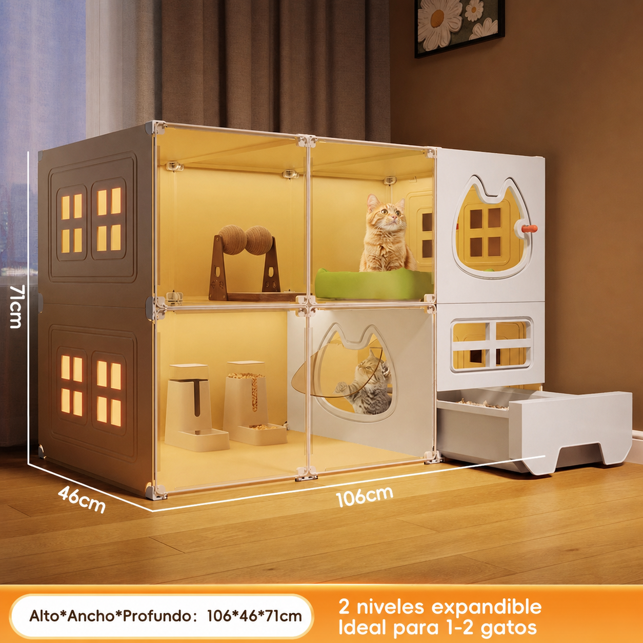 Casa para Gatos Modular con Baño Integrado PP