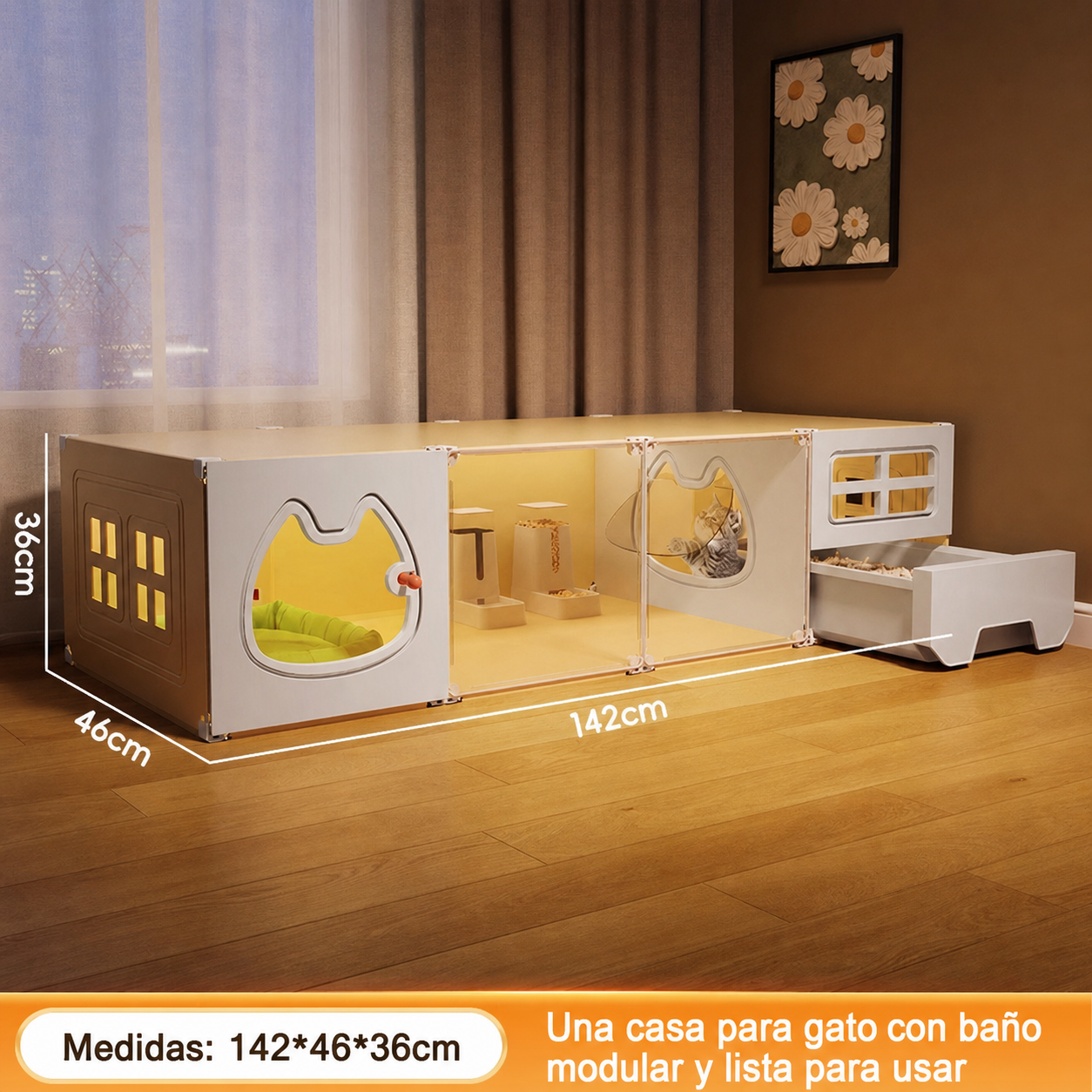 Casa para Gatos Modular con Baño Integrado PP