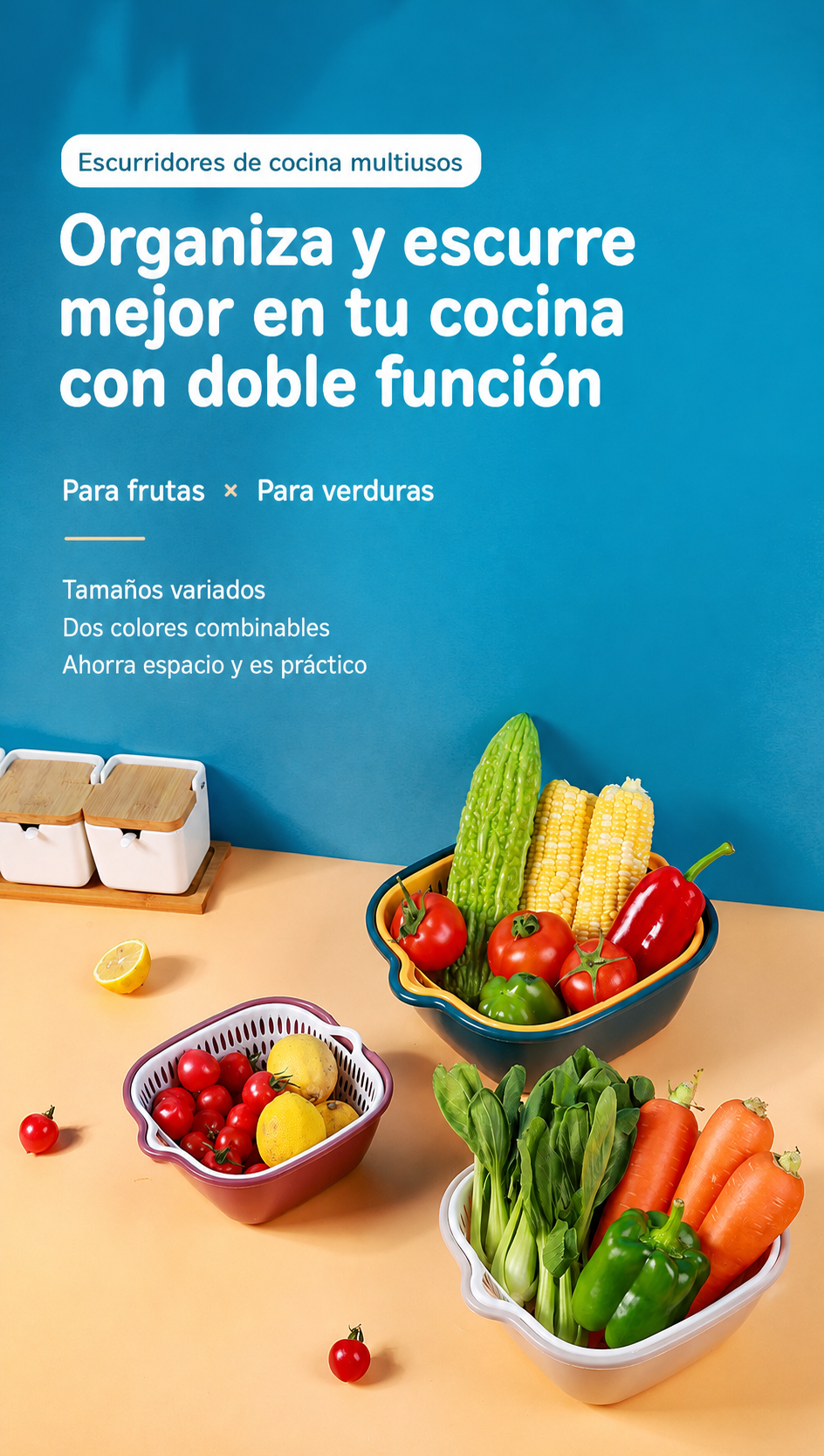 Colador Escurridor de Cocina Set Multiusos Plástico - 11