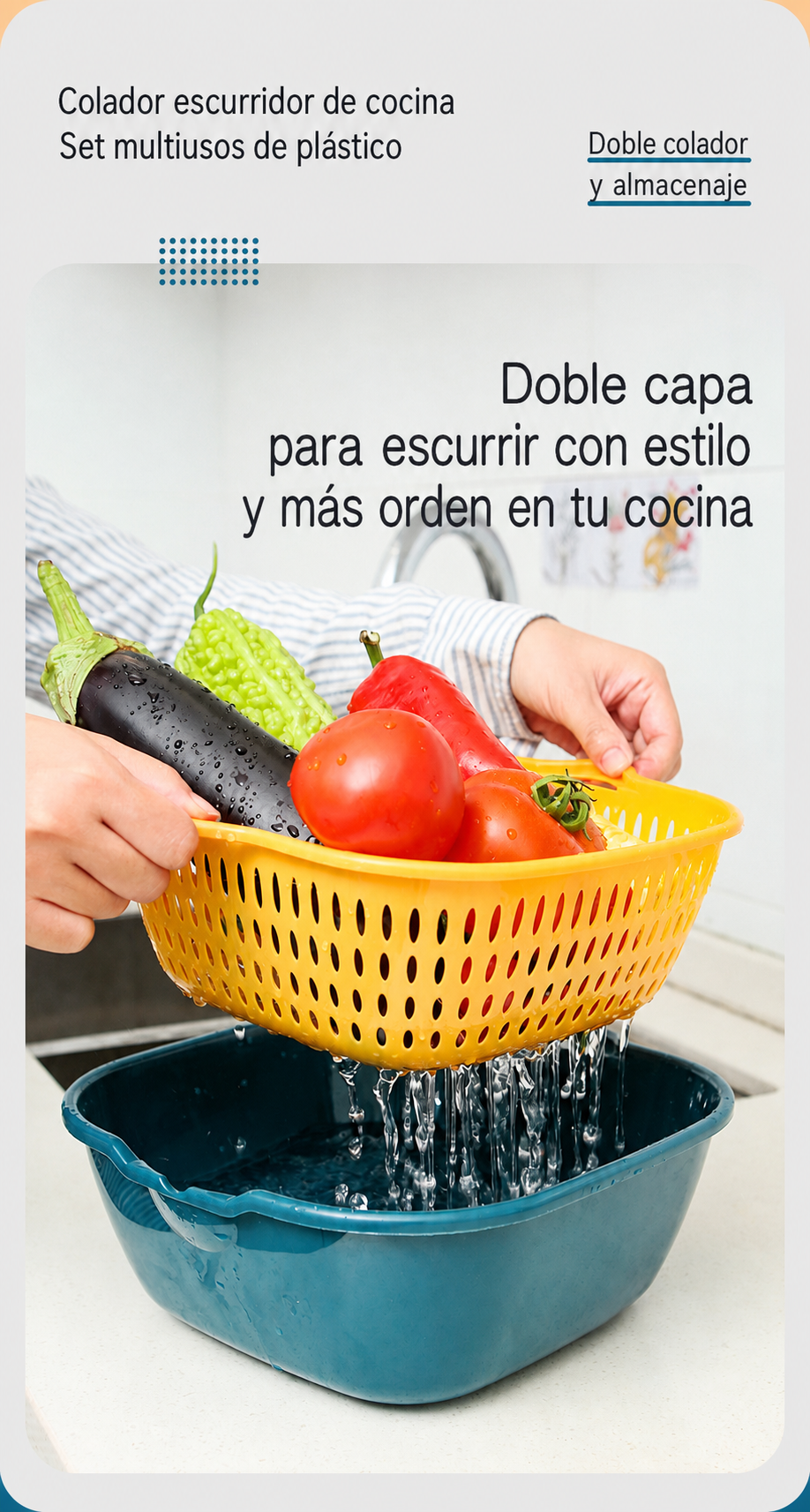 Colador Escurridor de Cocina Set Multiusos Plástico - 12
