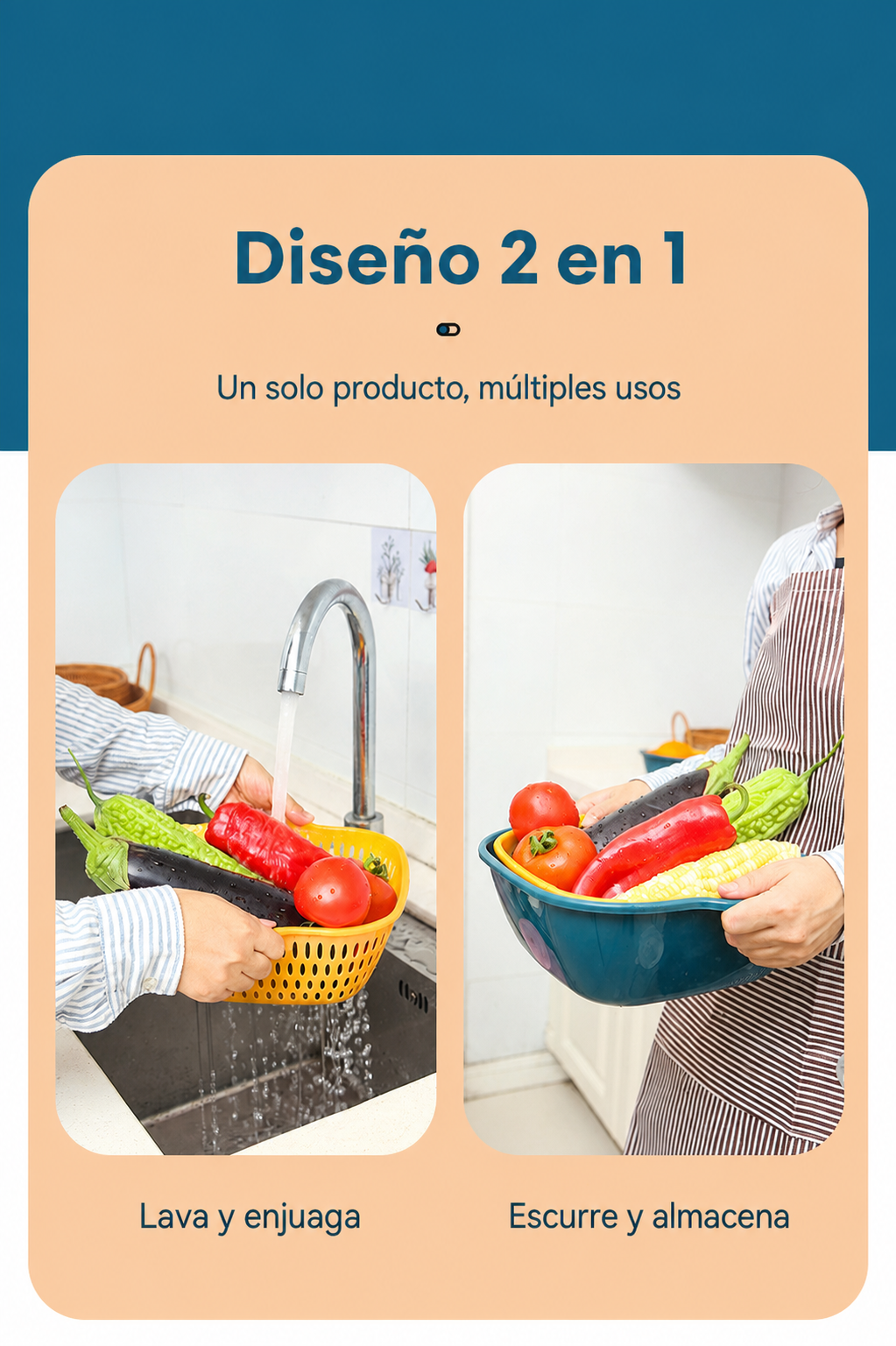 Colador Escurridor de Cocina Set Multiusos Plástico - 13