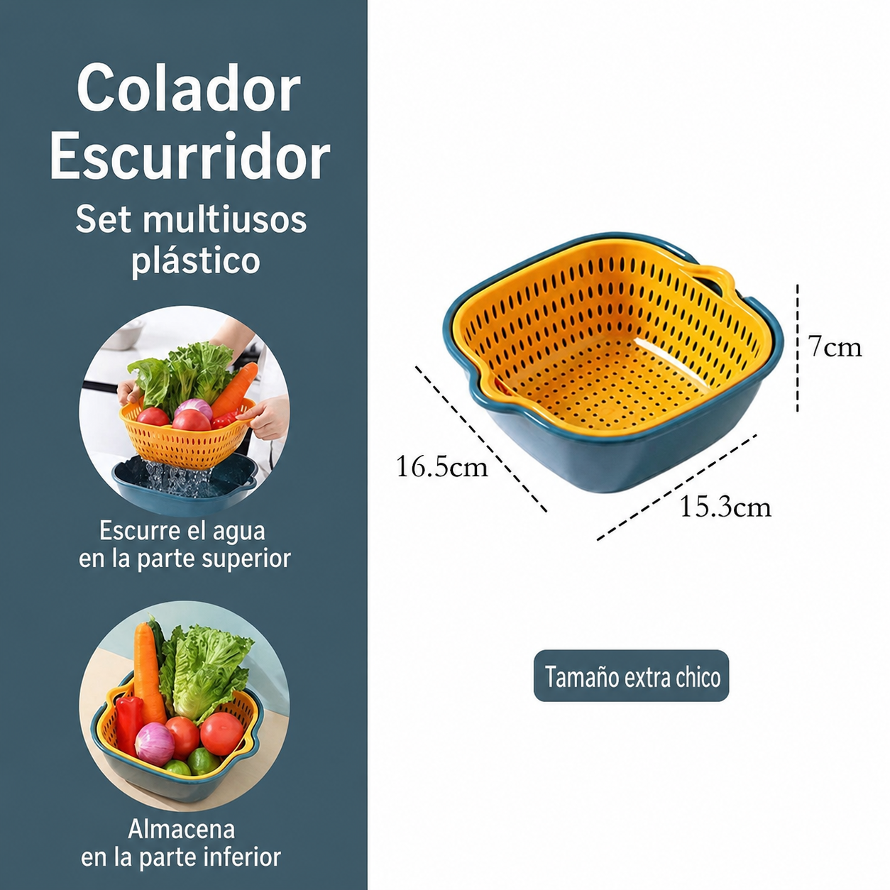 Colador Escurridor de Cocina Set Multiusos Plástico - 10