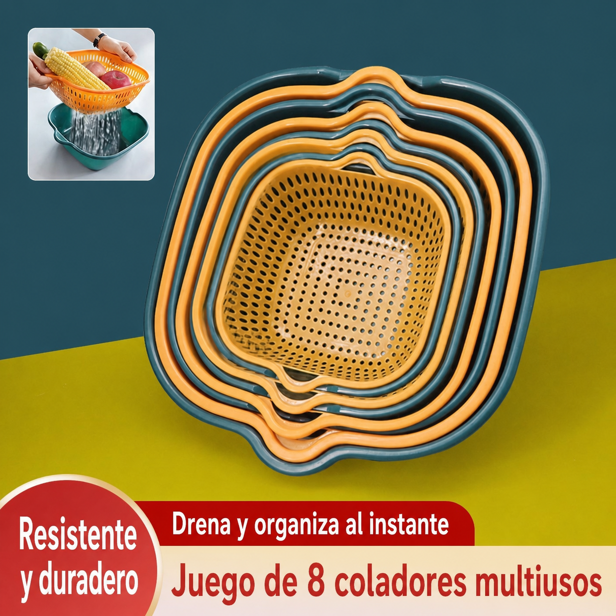 Colador Escurridor de Cocina Set Multiusos Plástico