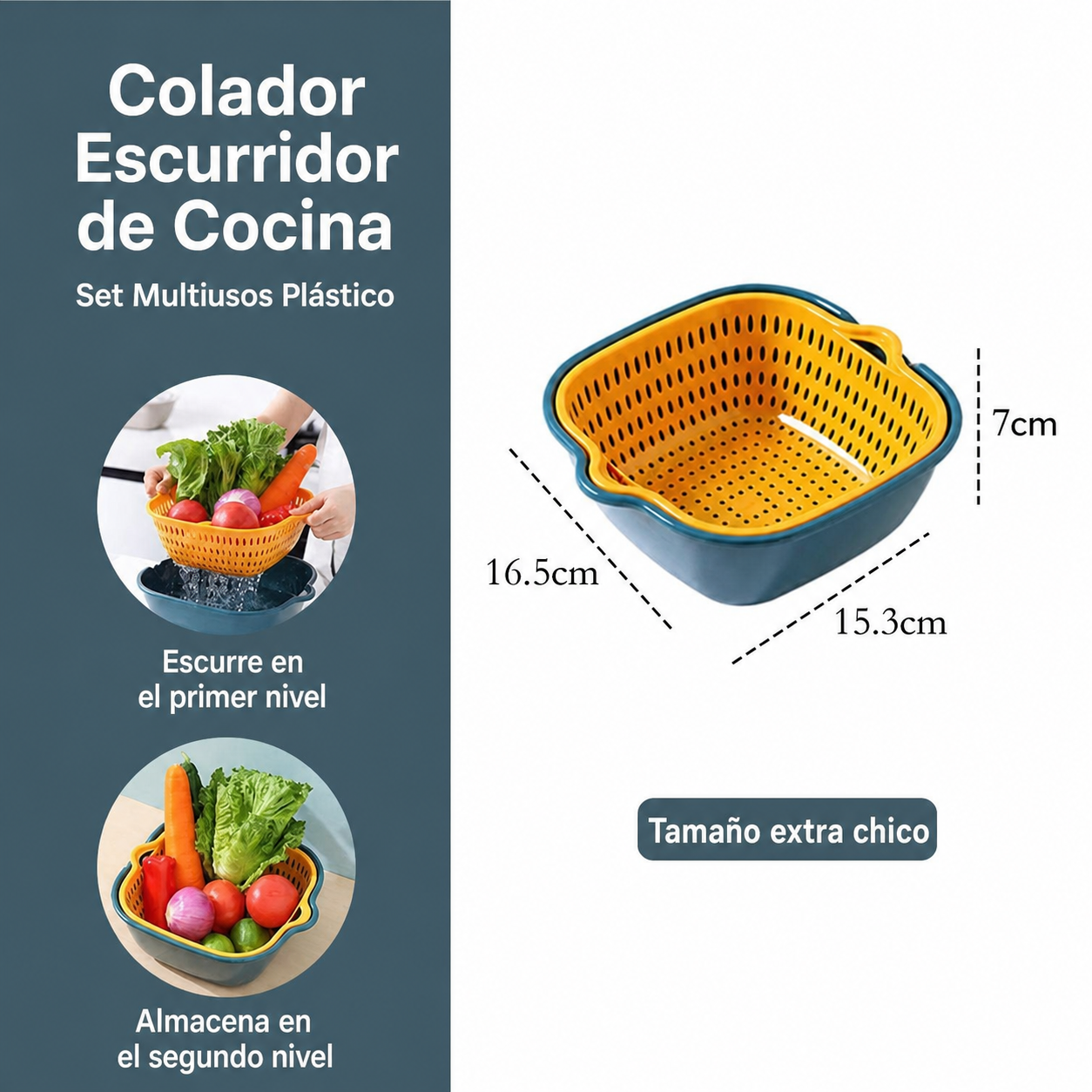 Colador Escurridor de Cocina Set Multiusos Plástico