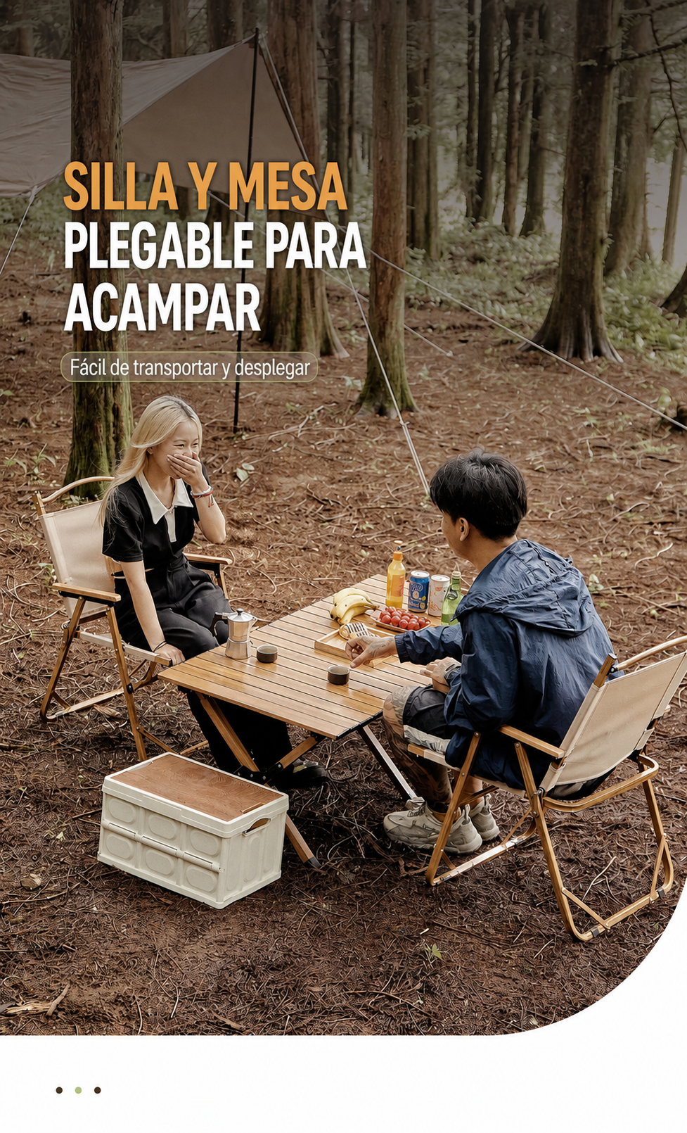Mesa y Silla Plegable para Camping y Picnic al Aire Libre - 1