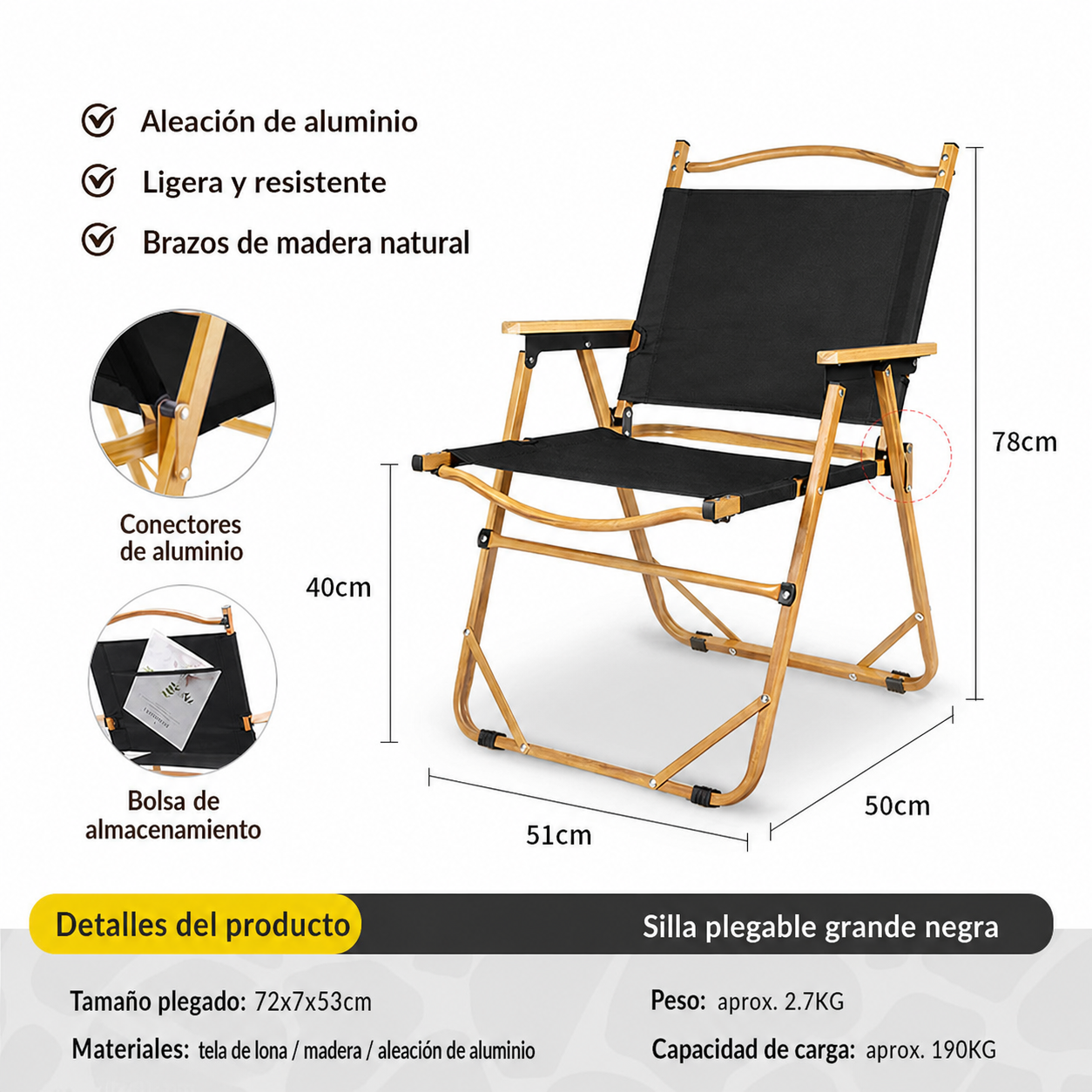 Mesa y Silla Plegable para Camping y Picnic al Aire Libre - 8