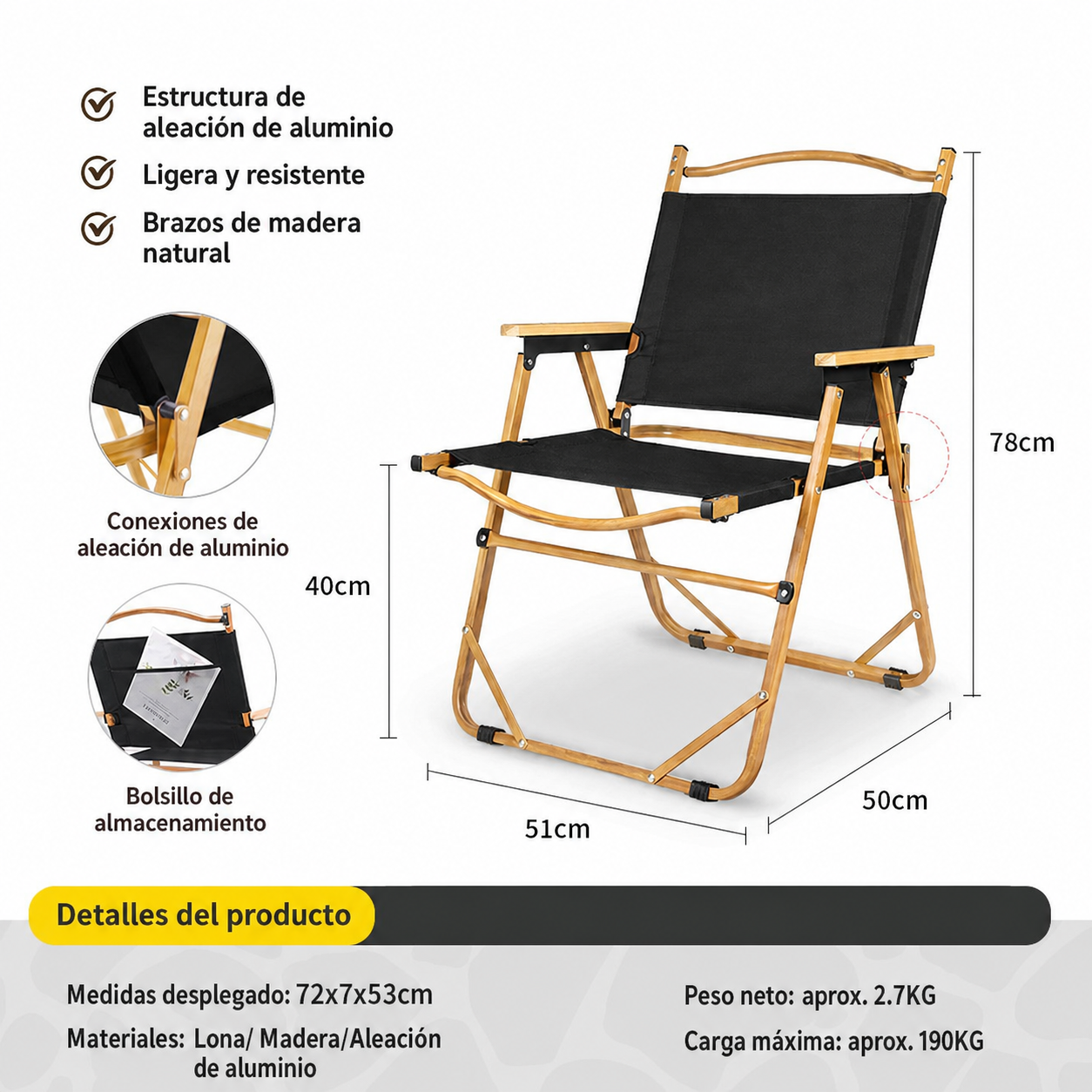 Mesa y Silla Plegable para Camping y Picnic al Aire Libre - 7