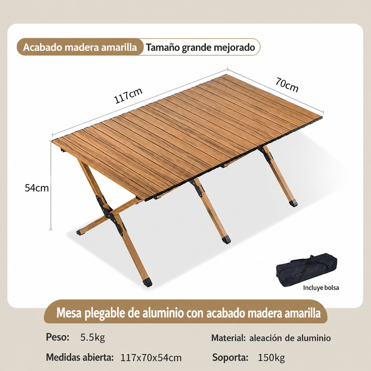 Mesa y Silla Plegable para Camping y Picnic al Aire Libre - 11