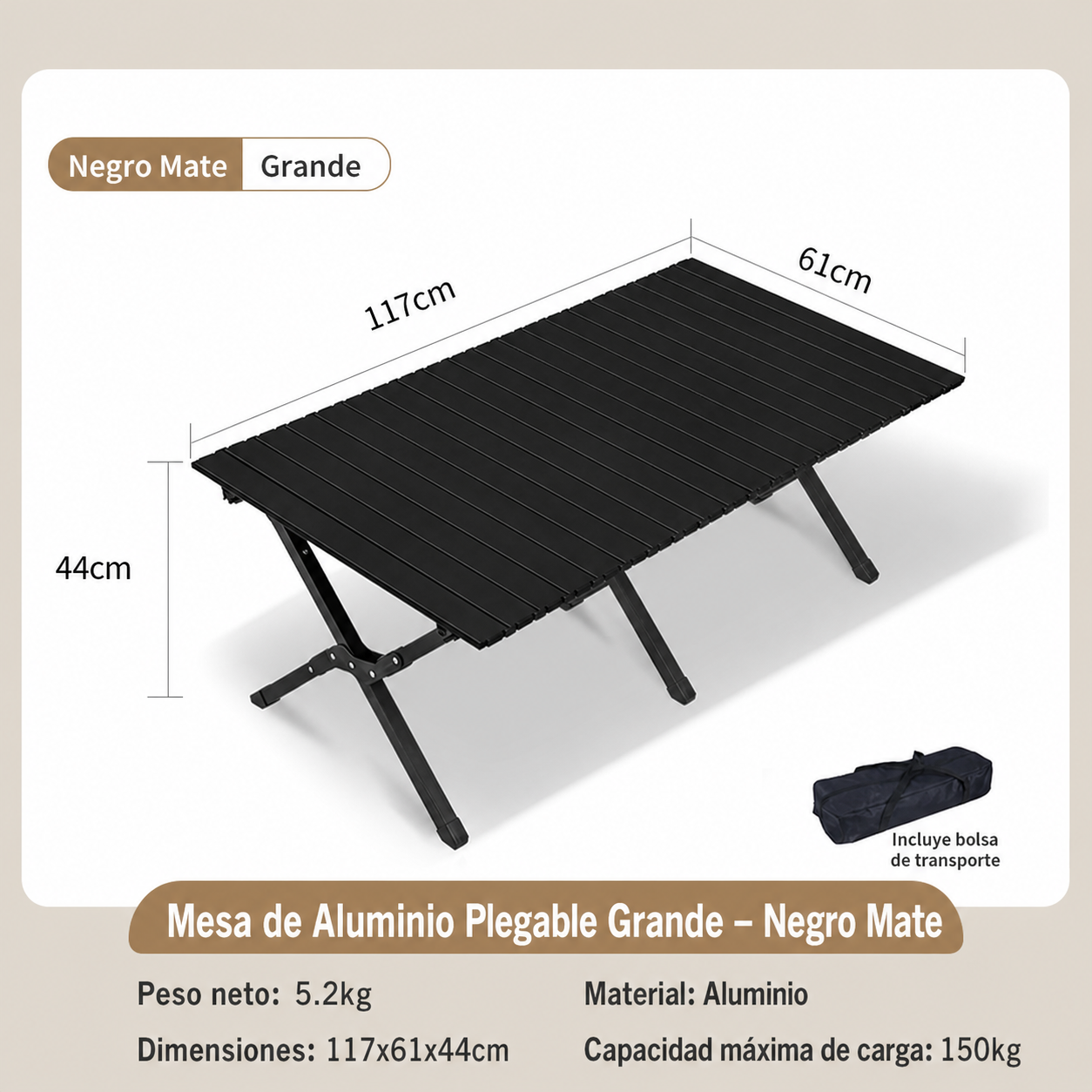 Mesa y Silla Plegable para Camping y Picnic al Aire Libre