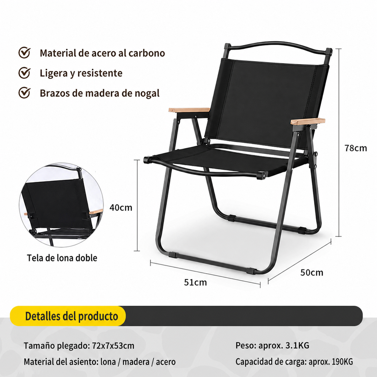 Mesa y Silla Plegable para Camping y Picnic al Aire Libre