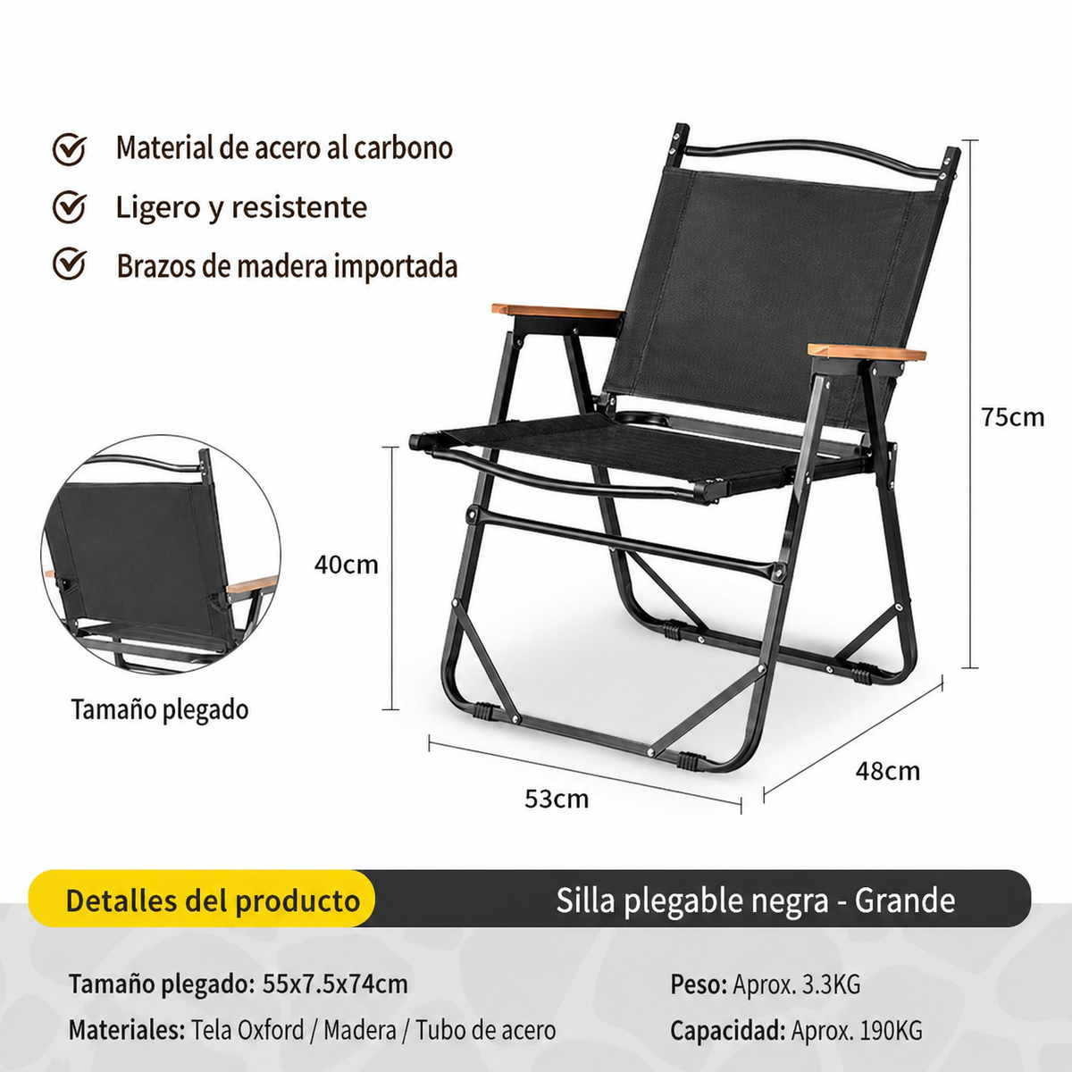Mesa y Silla Plegable para Camping y Picnic al Aire Libre