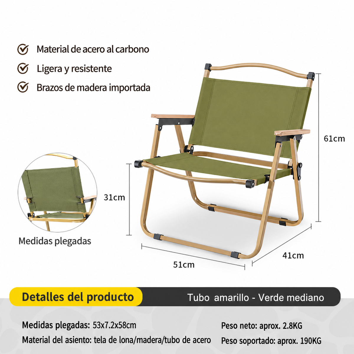 Mesa y Silla Plegable para Camping y Picnic al Aire Libre