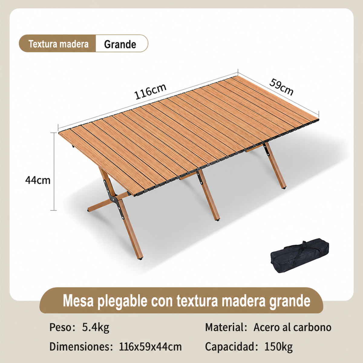 Mesa y Silla Plegable para Camping y Picnic al Aire Libre
