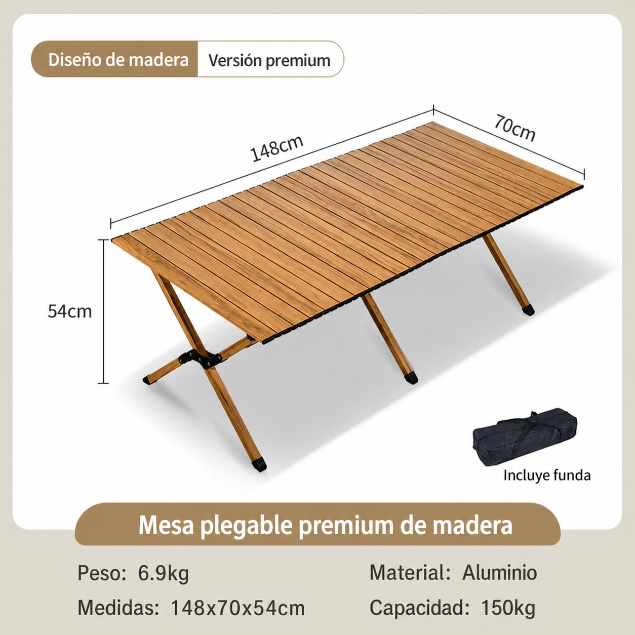 Mesa y Silla Plegable para Camping y Picnic al Aire Libre