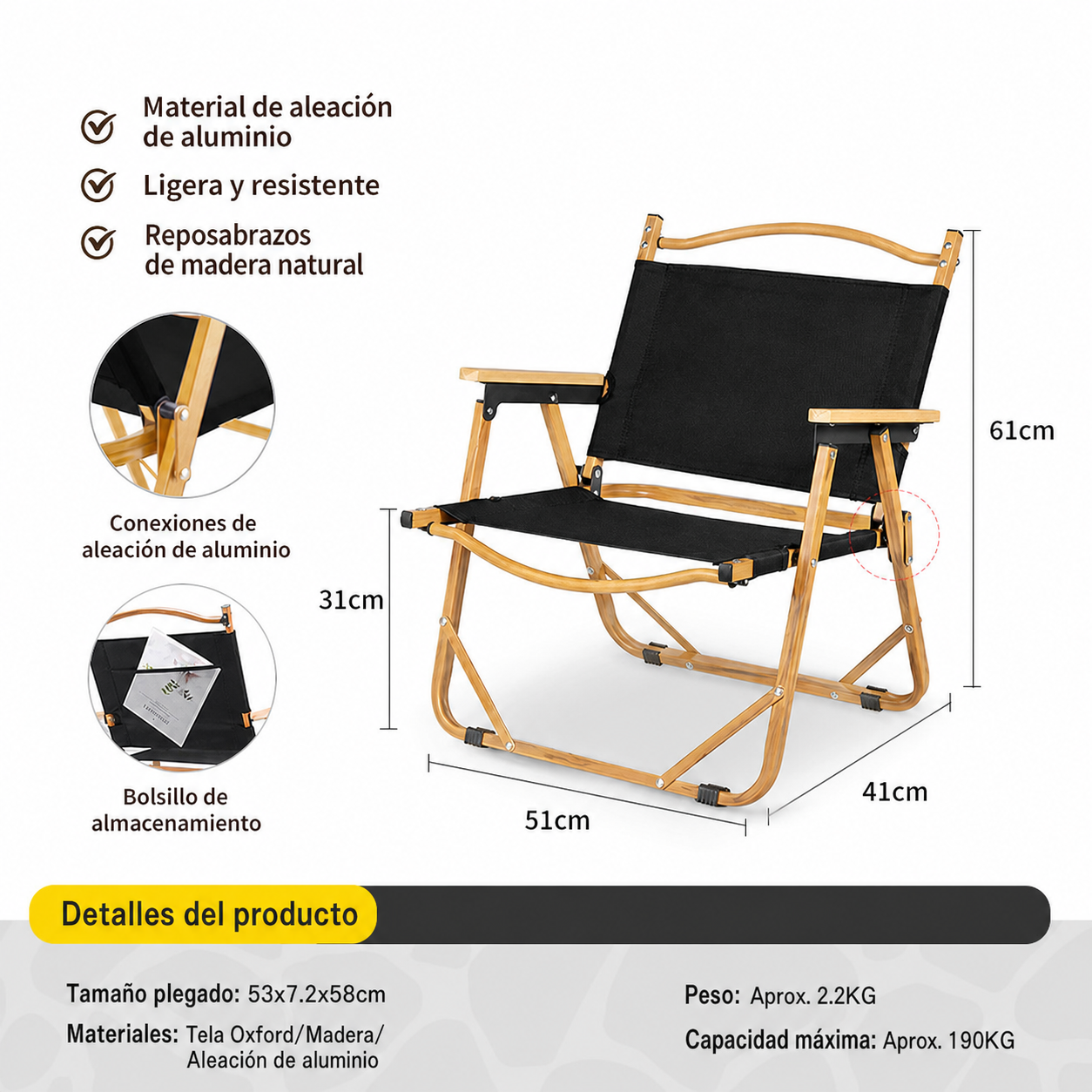 Mesa y Silla Plegable para Camping y Picnic al Aire Libre