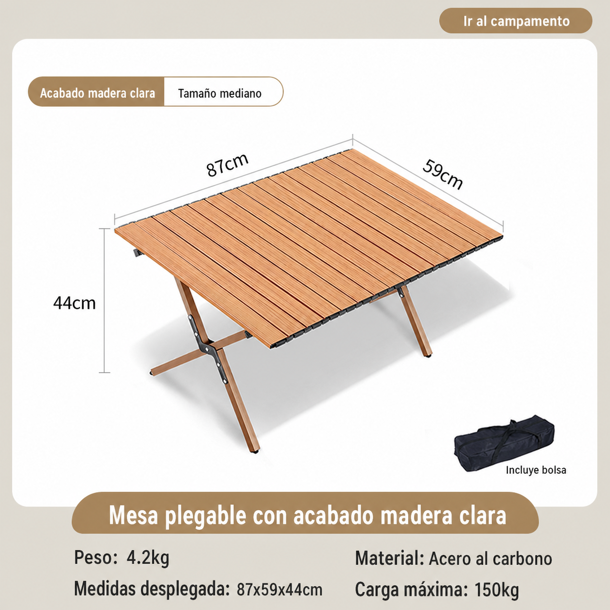 Mesa y Silla Plegable para Camping y Picnic al Aire Libre