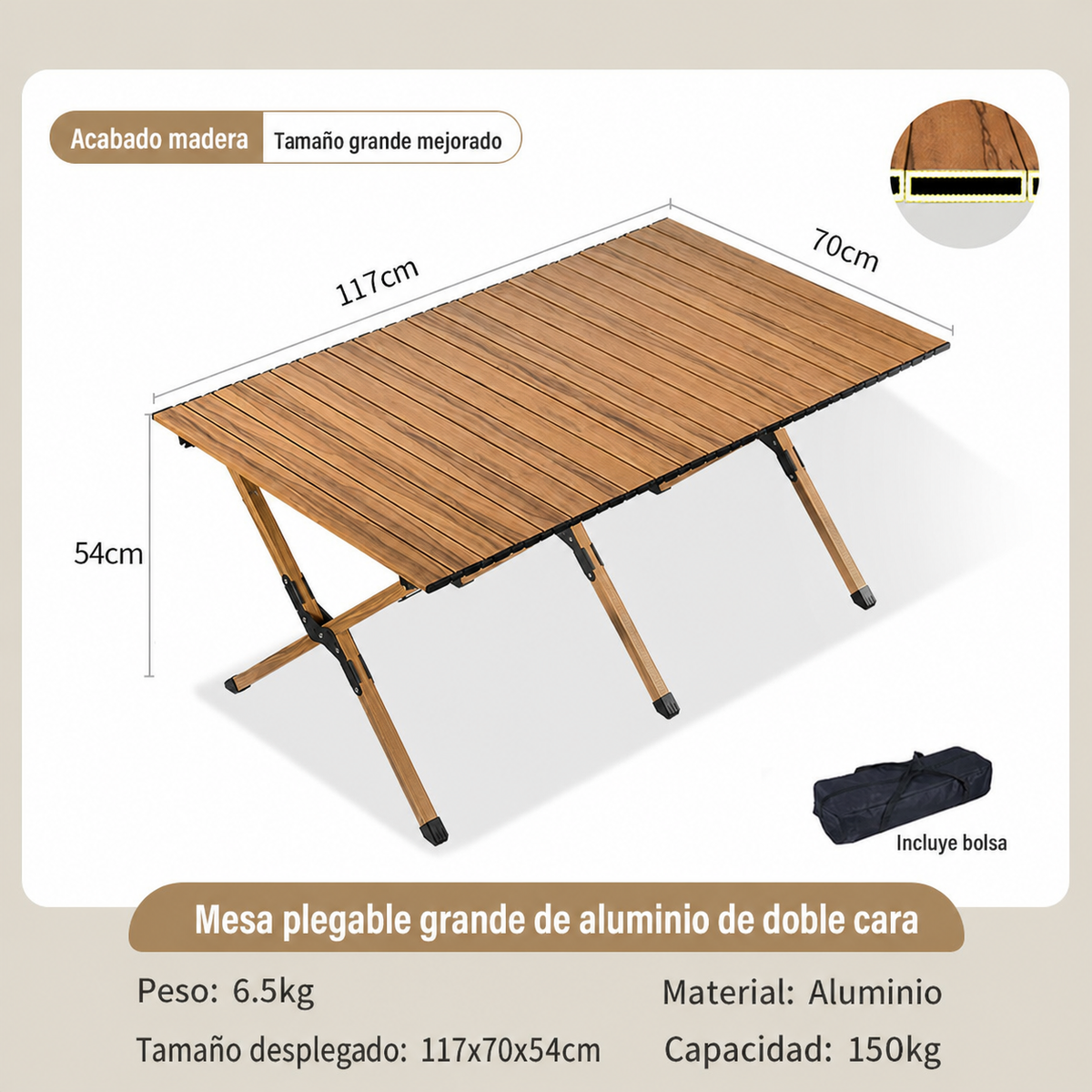 Mesa y Silla Plegable para Camping y Picnic al Aire Libre