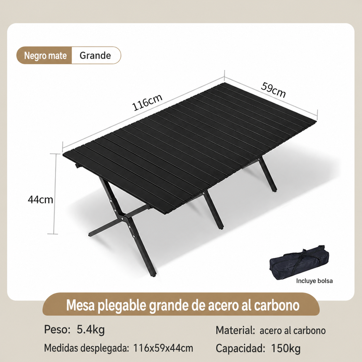 Mesa y Silla Plegable para Camping y Picnic al Aire Libre