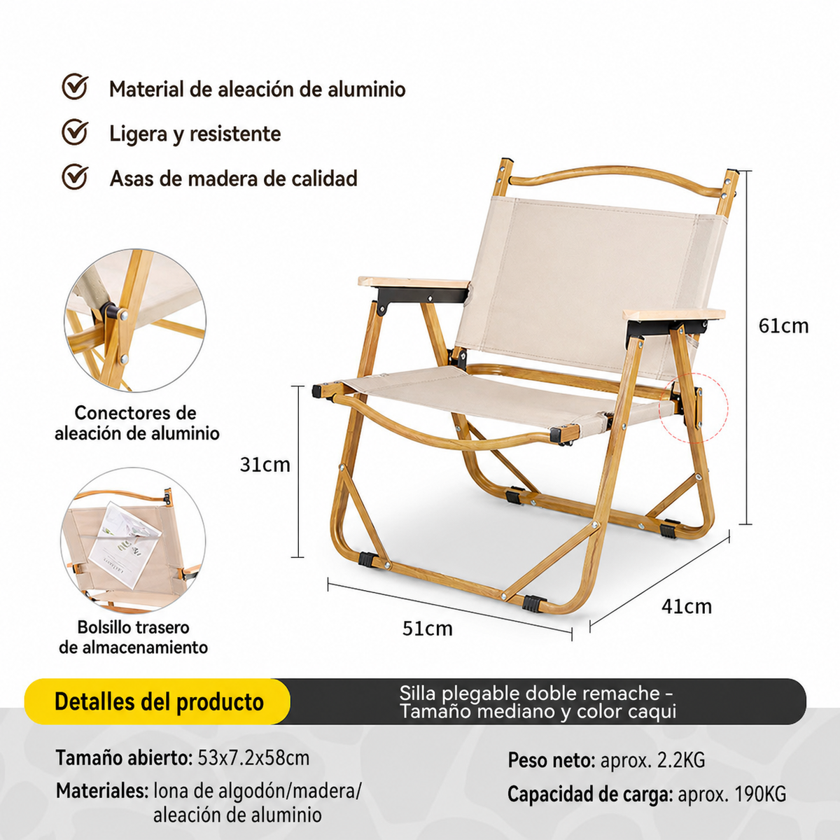 Mesa y Silla Plegable para Camping y Picnic al Aire Libre