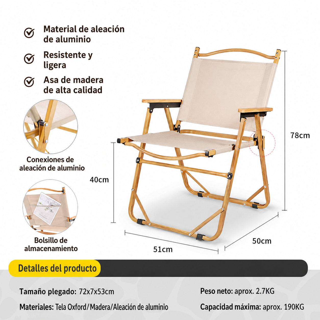 Mesa y Silla Plegable para Camping y Picnic al Aire Libre