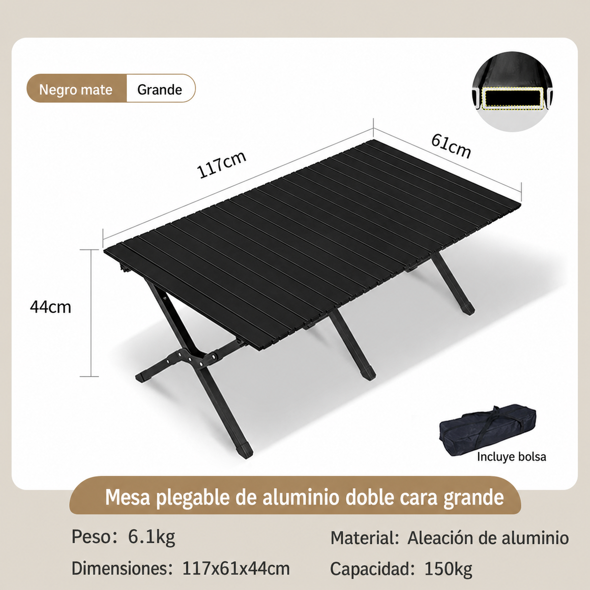 Mesa y Silla Plegable para Camping y Picnic al Aire Libre