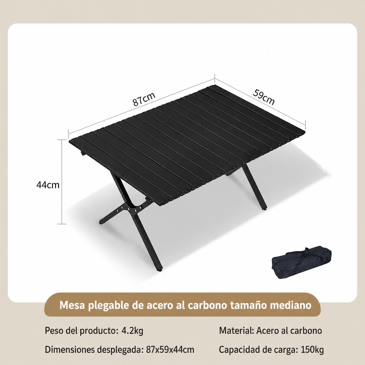 Mesa y Silla Plegable para Camping y Picnic al Aire Libre