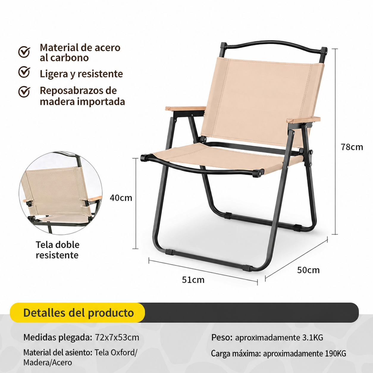Mesa y Silla Plegable para Camping y Picnic al Aire Libre