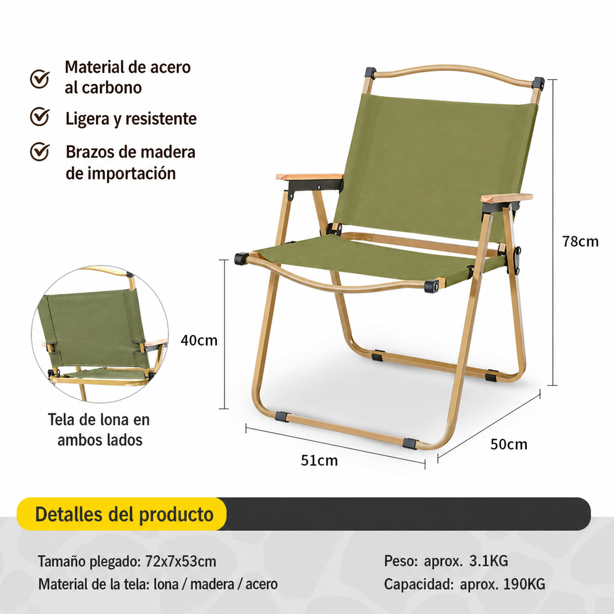 Mesa y Silla Plegable para Camping y Picnic al Aire Libre