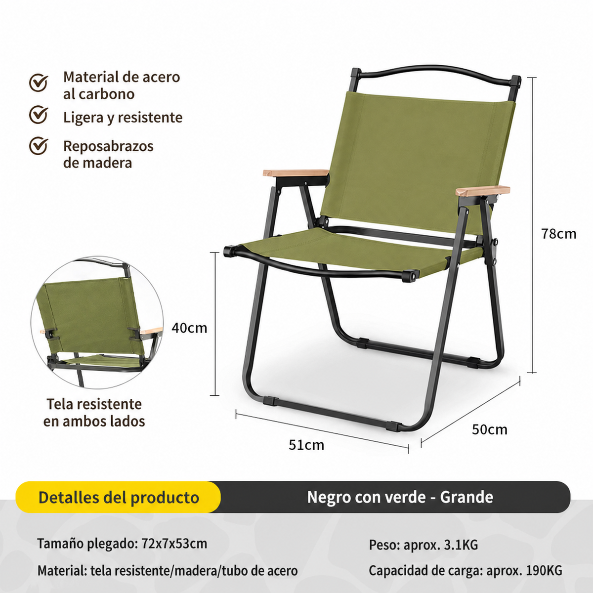 Mesa y Silla Plegable para Camping y Picnic al Aire Libre