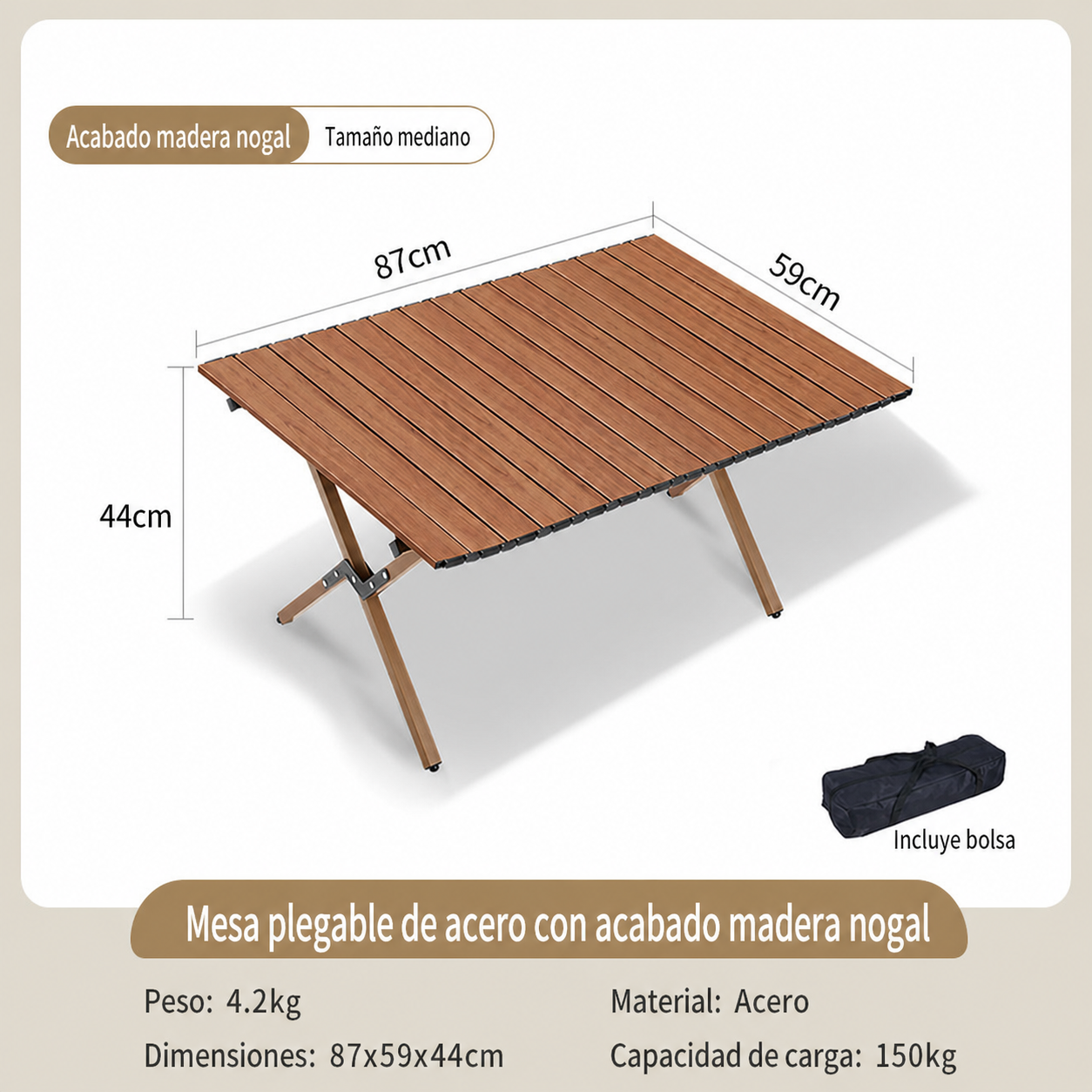 Mesa y Silla Plegable para Camping y Picnic al Aire Libre