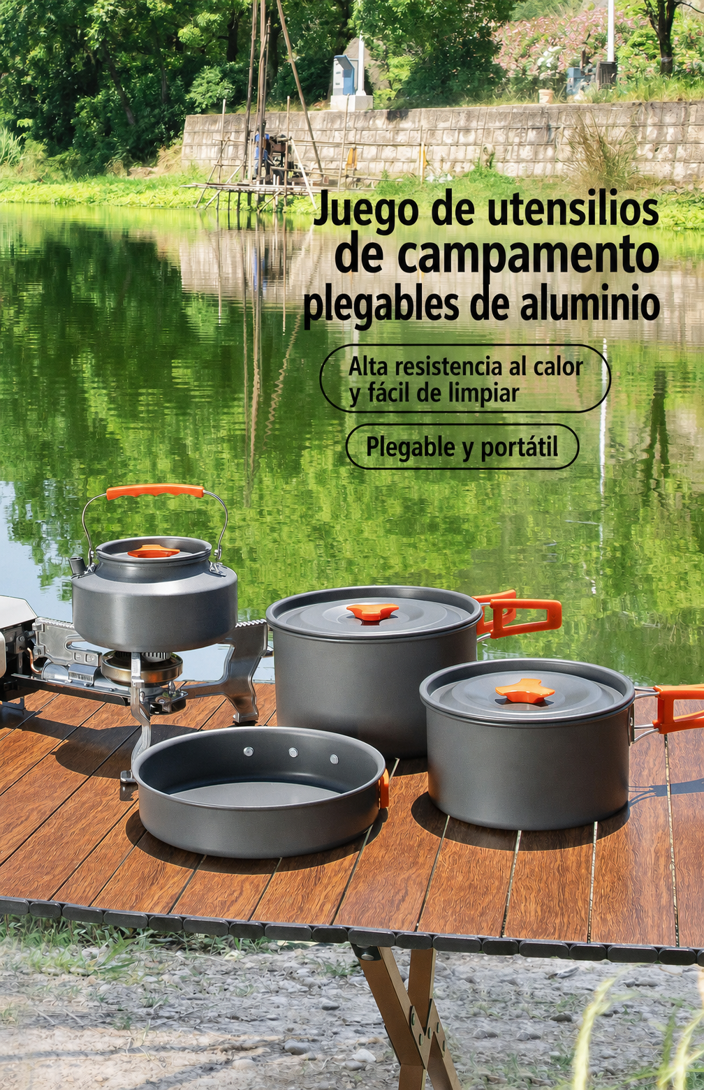 Set de Utensilios de Camping Plegables de Aluminio - 11