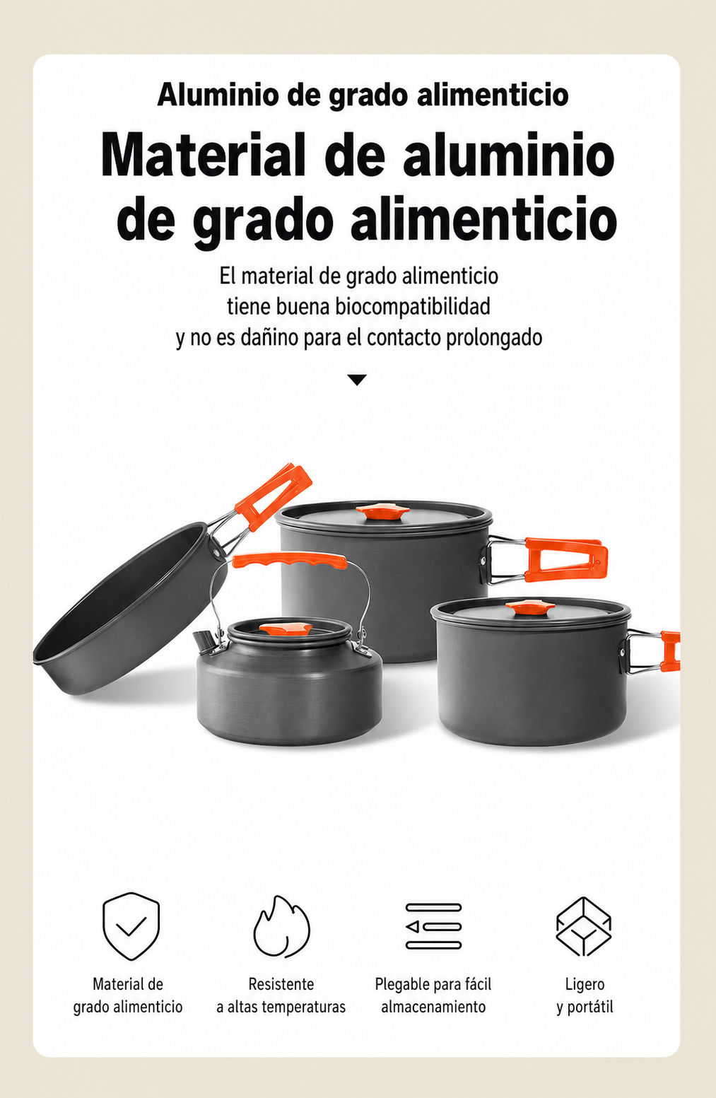 Set de Utensilios de Camping Plegables de Aluminio - 12