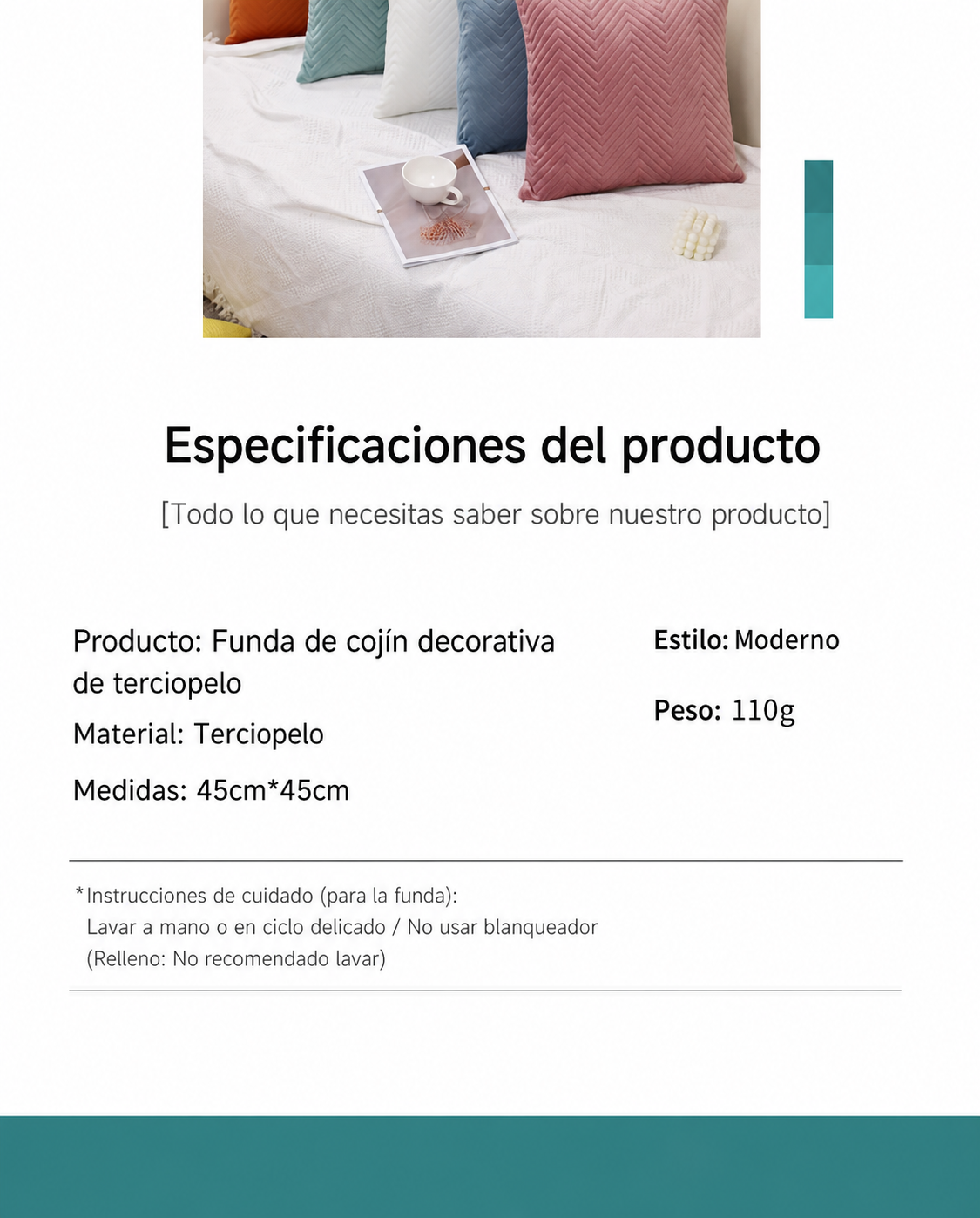 Funda de cojín decorativa de terciopelo 45×45 cm - 12