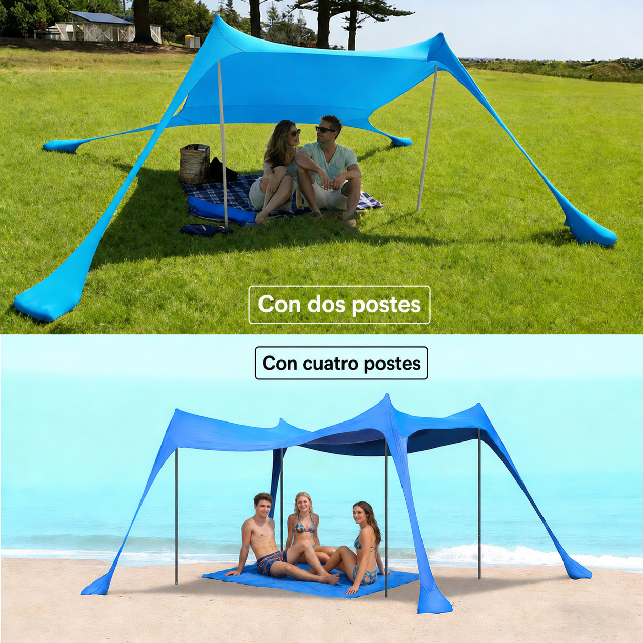 Toldo Portátil de Playa Lycra Protección Solar y Lluvia - 2