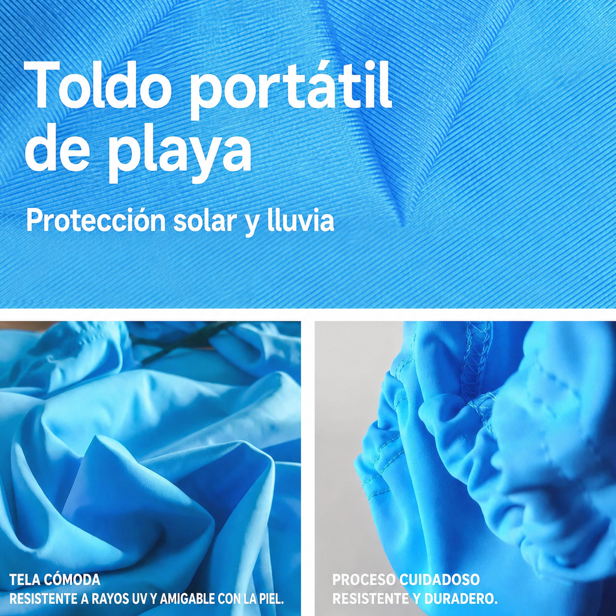 Toldo Portátil de Playa Lycra Protección Solar y Lluvia - 3