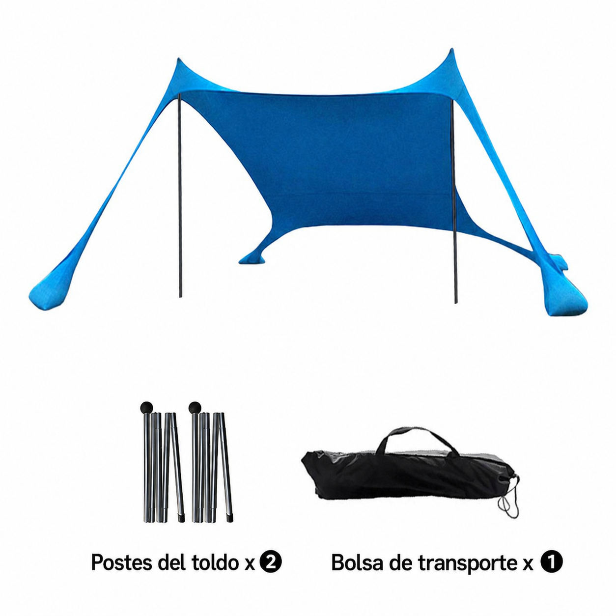 Toldo Portátil de Playa Lycra Protección Solar y Lluvia - 7