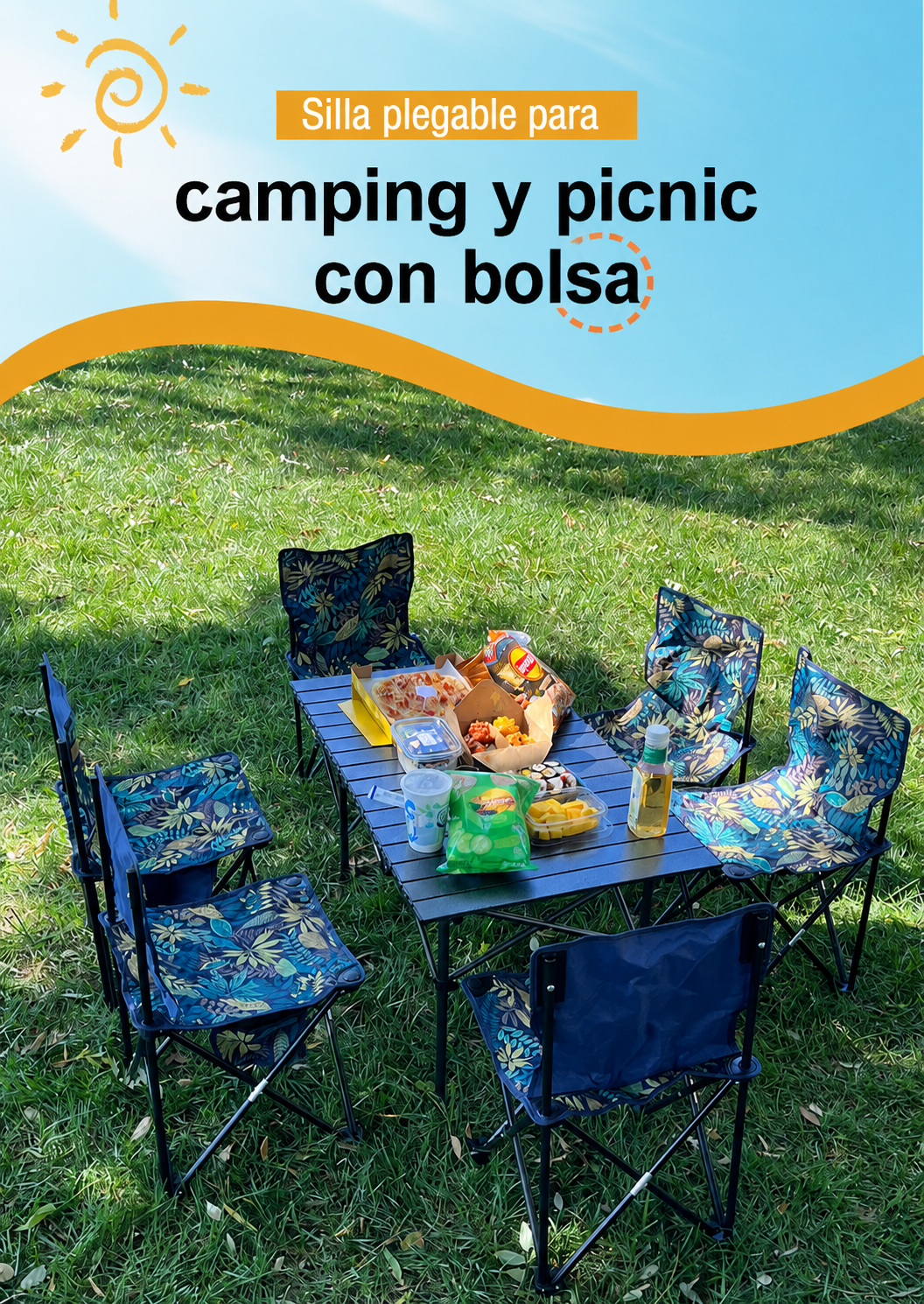 Silla Plegable para Camping y Picnic con Bolsa - 12