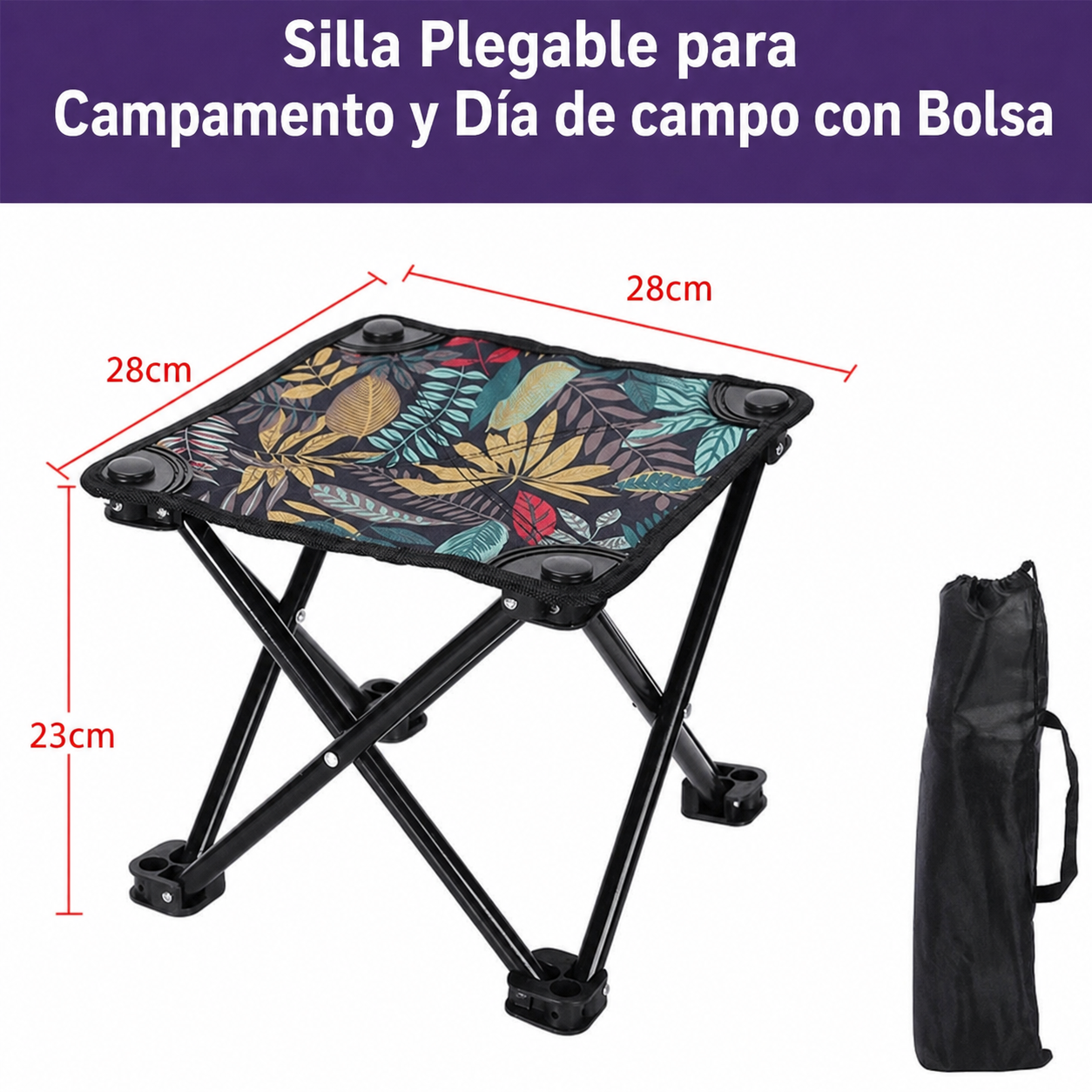 Silla Plegable para Camping y Picnic con Bolsa - 7