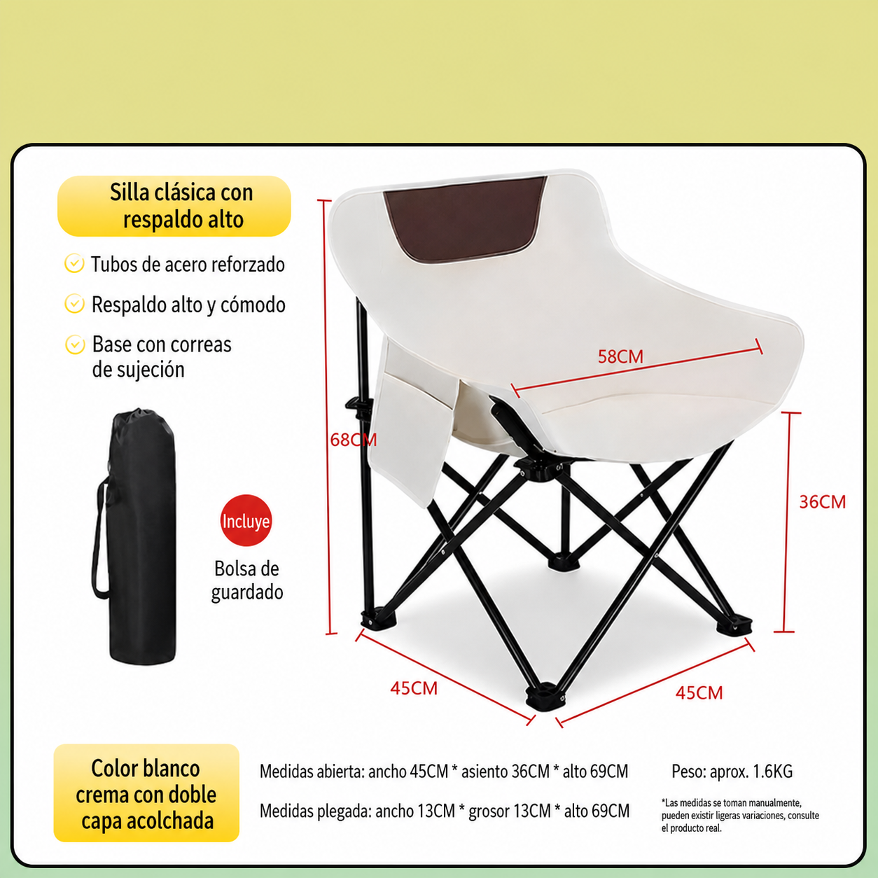 Silla Plegable para Camping y Picnic con Bolsa - 9
