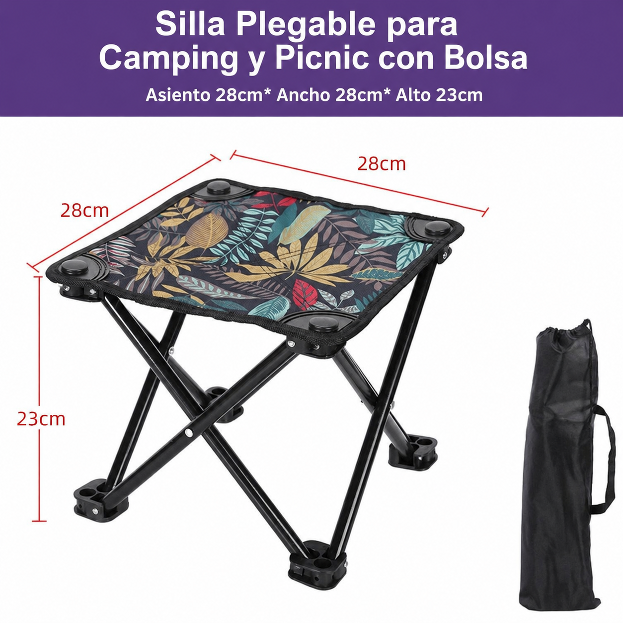 Silla Plegable para Camping y Picnic con Bolsa