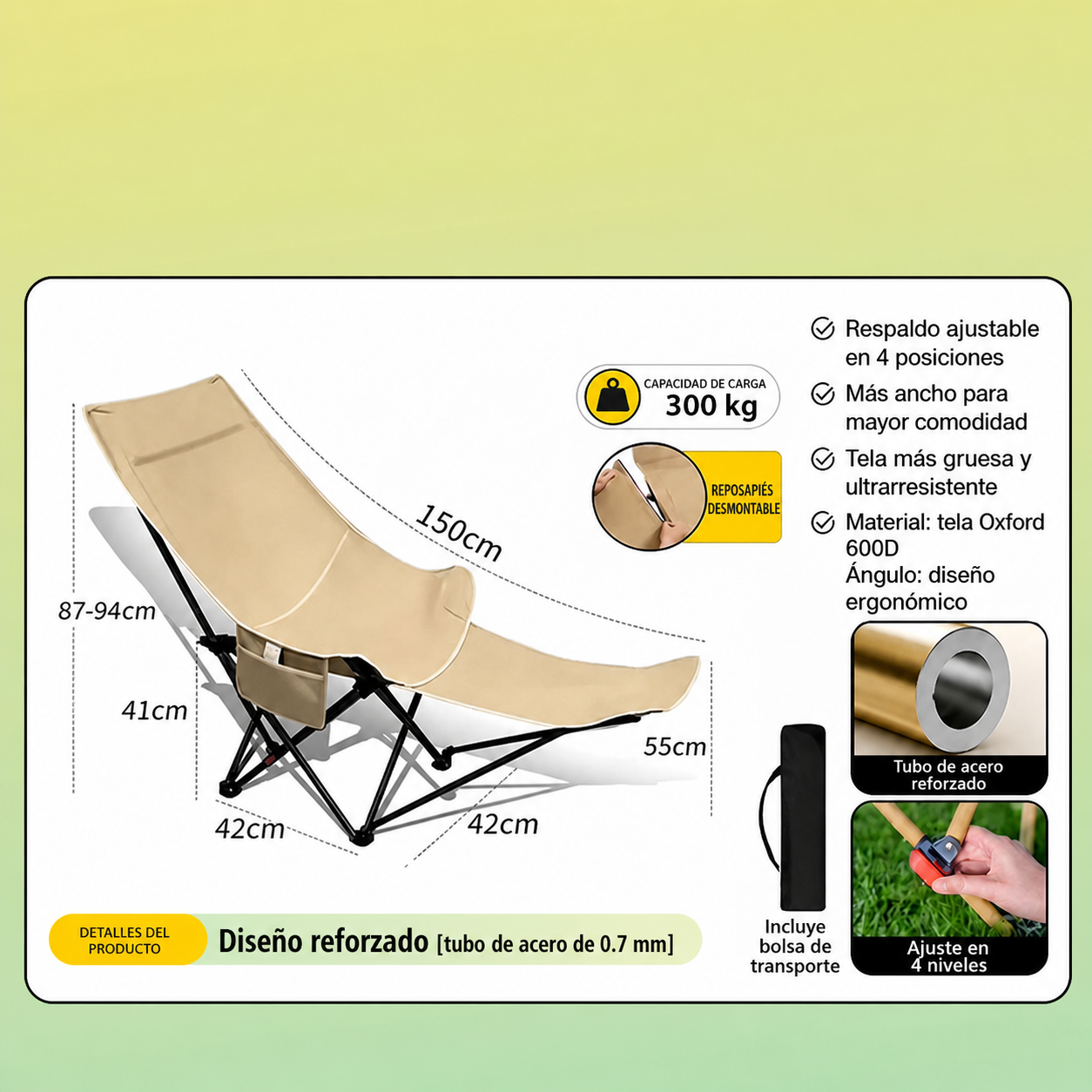 Silla Plegable para Camping y Picnic con Bolsa