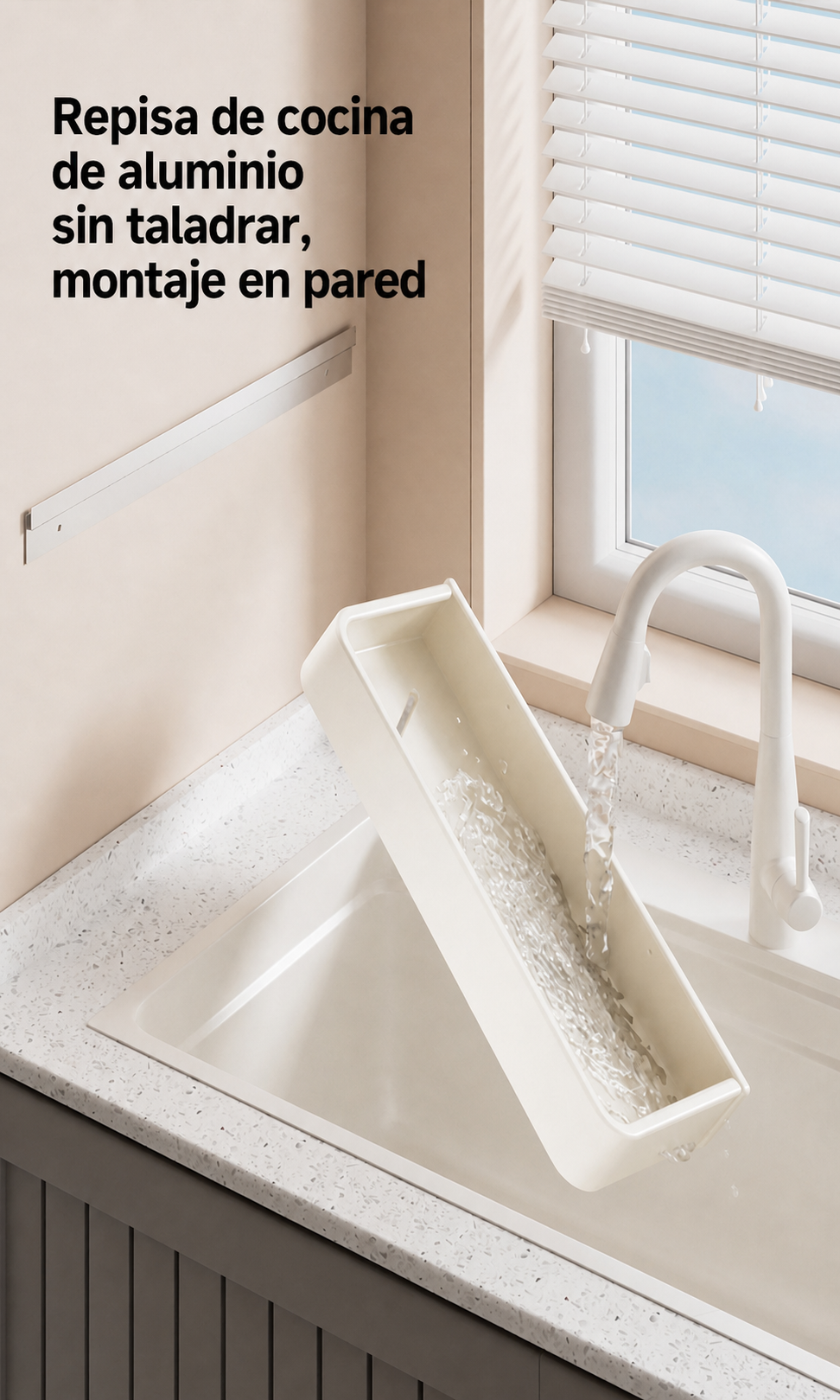 Repisa de cocina de aluminio sin taladrar, montaje en pared - 15