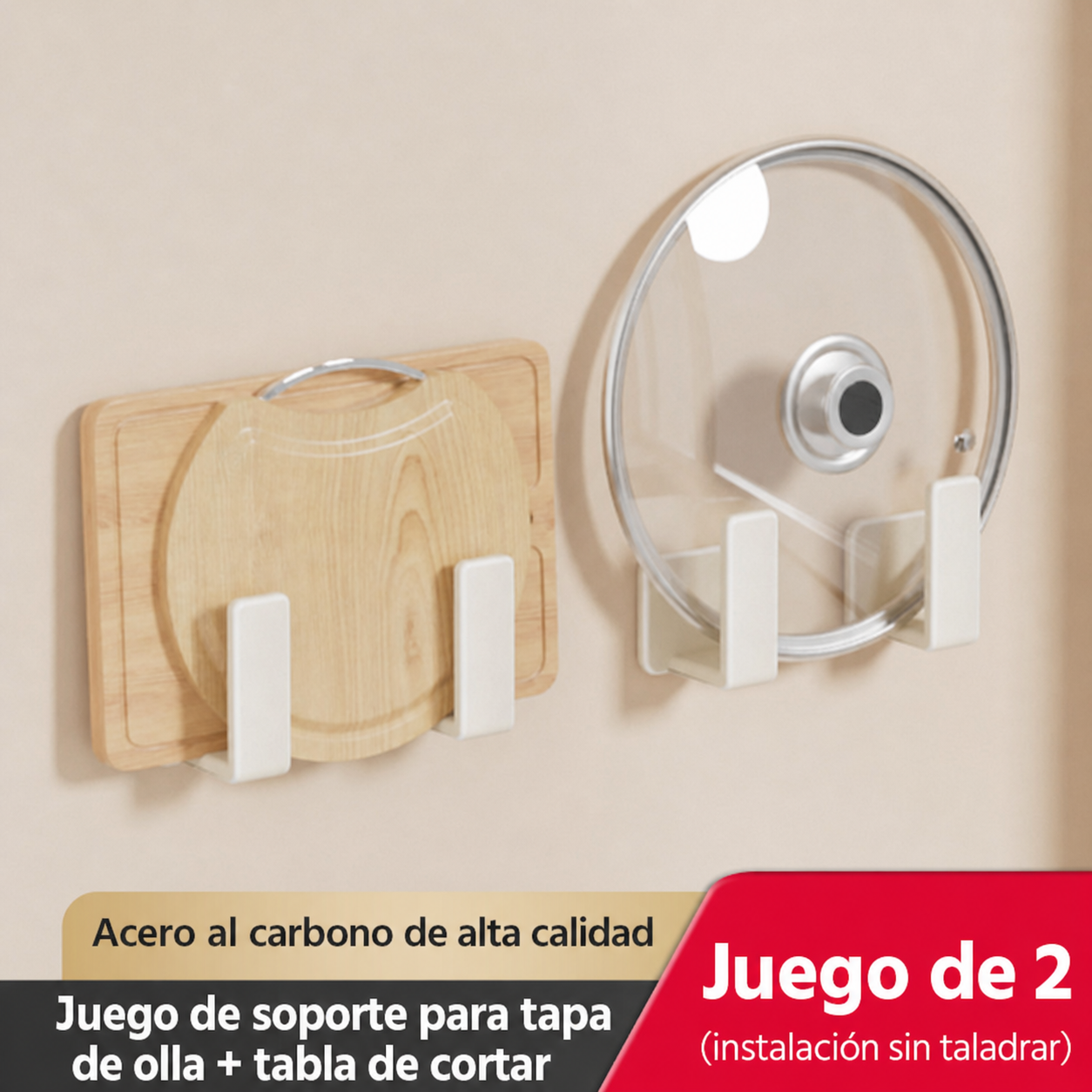 Repisa de cocina de aluminio sin taladrar, montaje en pared