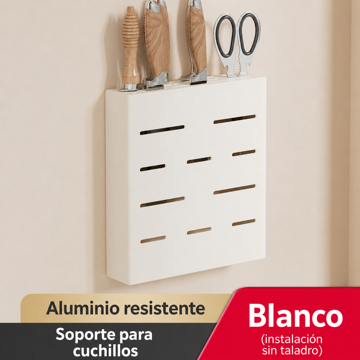 Repisa de cocina de aluminio sin taladrar, montaje en pared