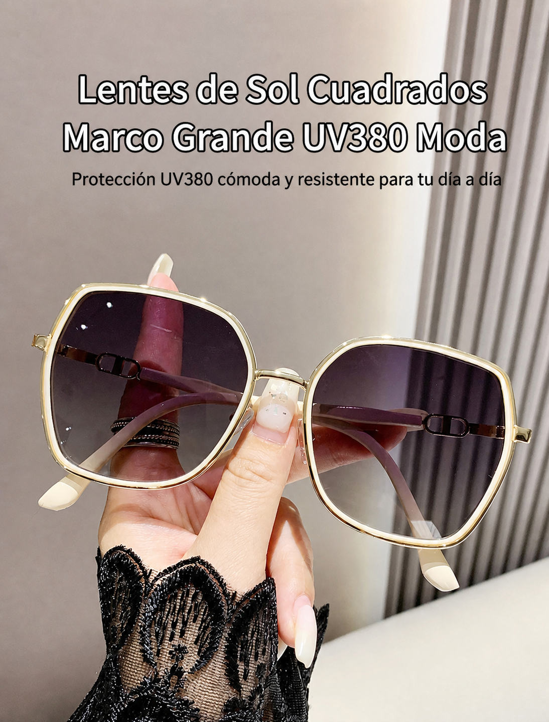 Lentes de Sol Cuadrados Marco Grande UV380 Moda - 11
