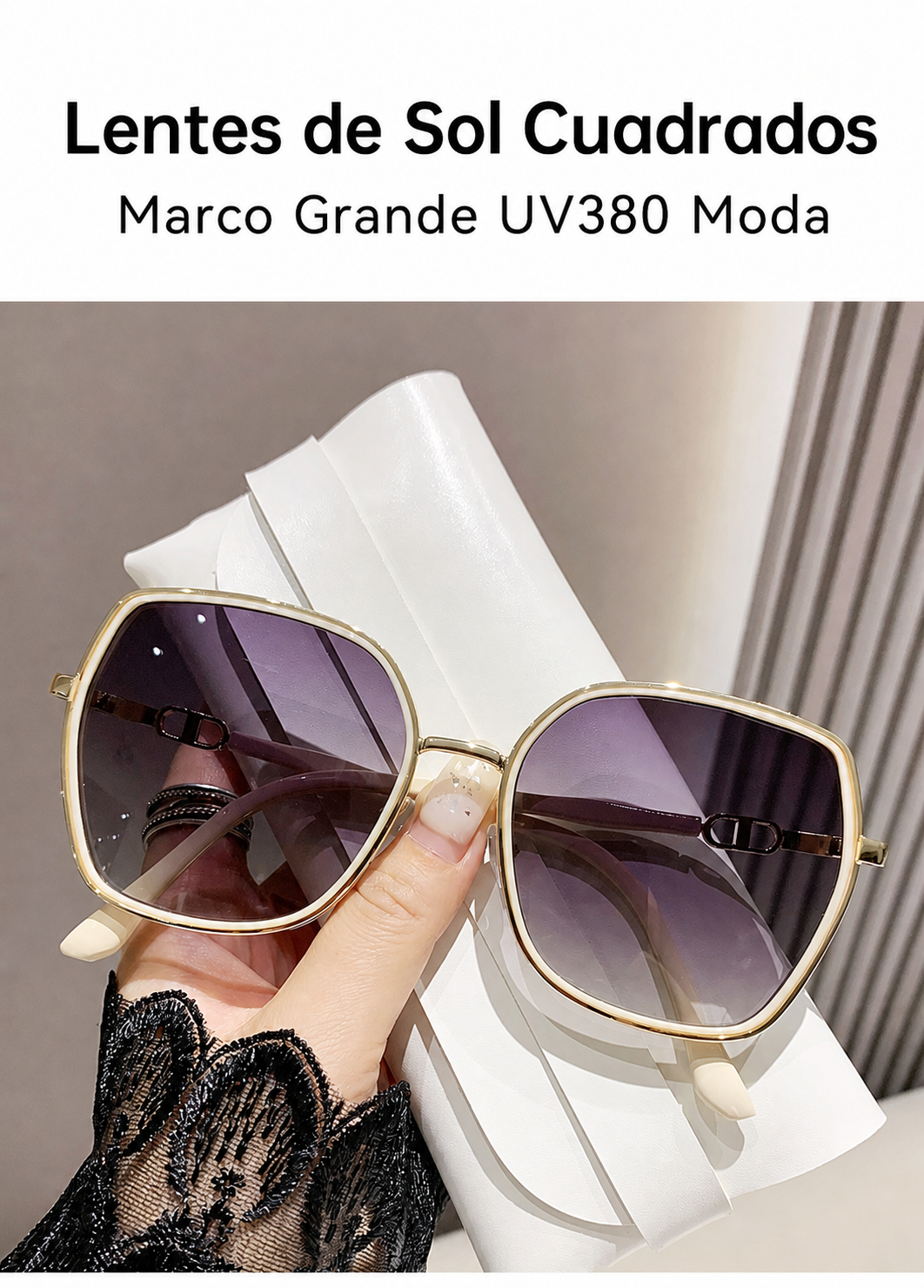 Lentes de Sol Cuadrados Marco Grande UV380 Moda - 15