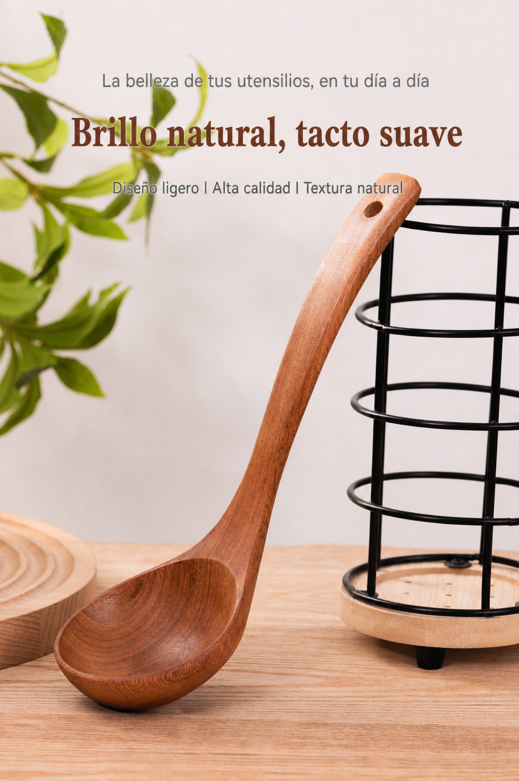 Juego de utensilios de cocina madera ébano africano - 12